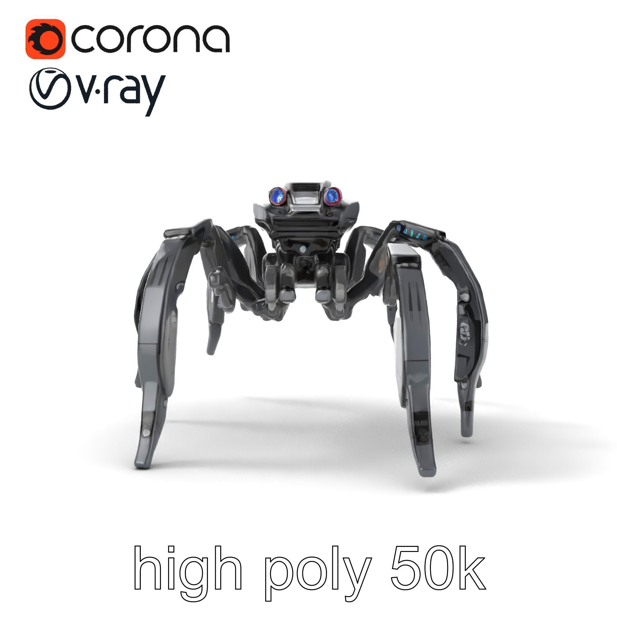 Arachnid Security Bot with Eight Limbs Model Pack Low-poly 3D model_20