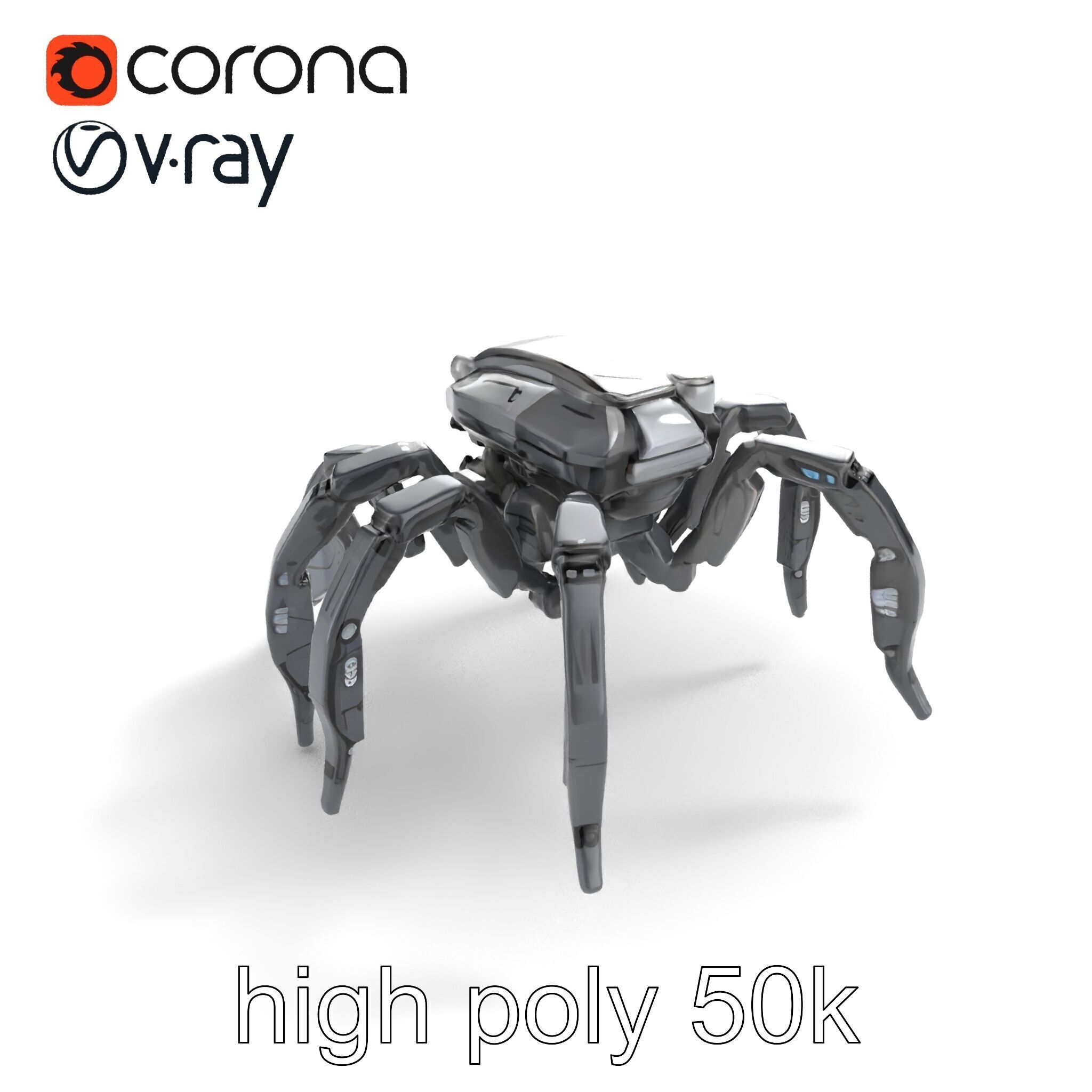 Arachnid Security Bot with Eight Limbs Model Pack Low-poly 3D model_9