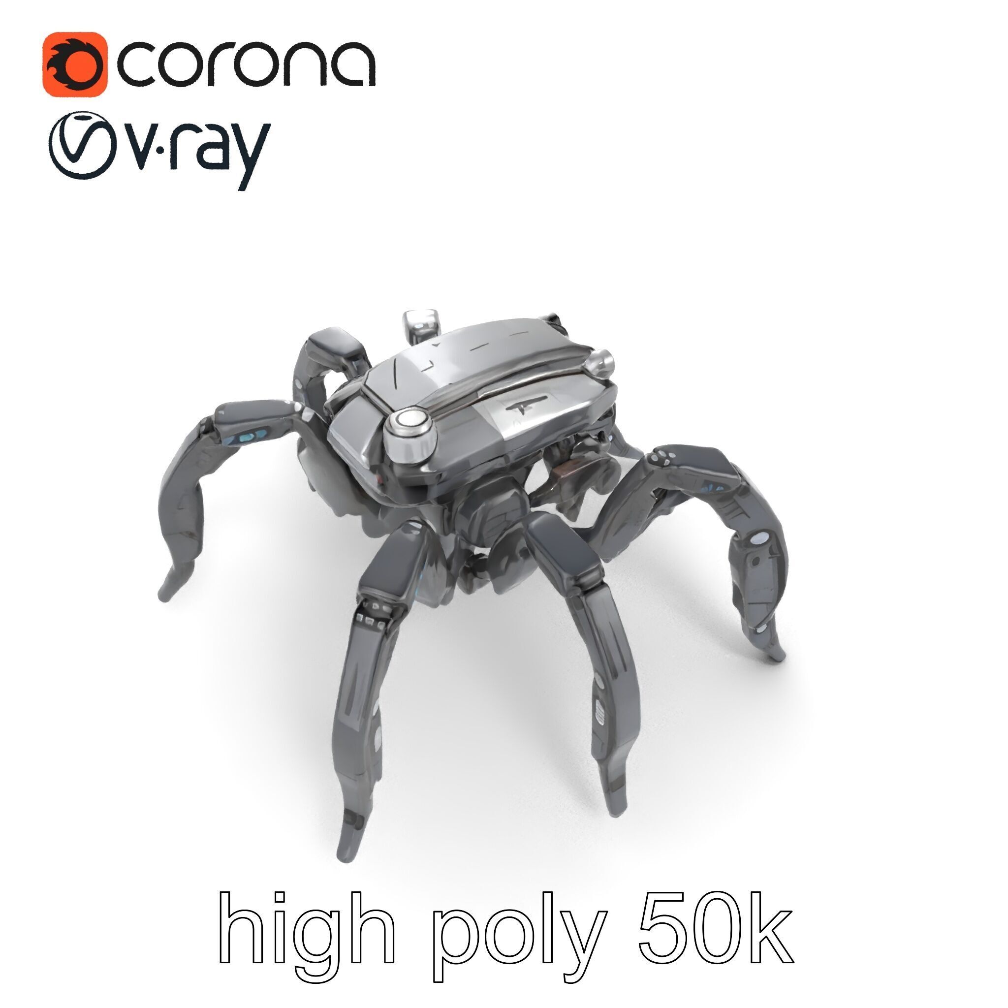 Arachnid Security Bot with Eight Limbs Model Pack Low-poly 3D model_14