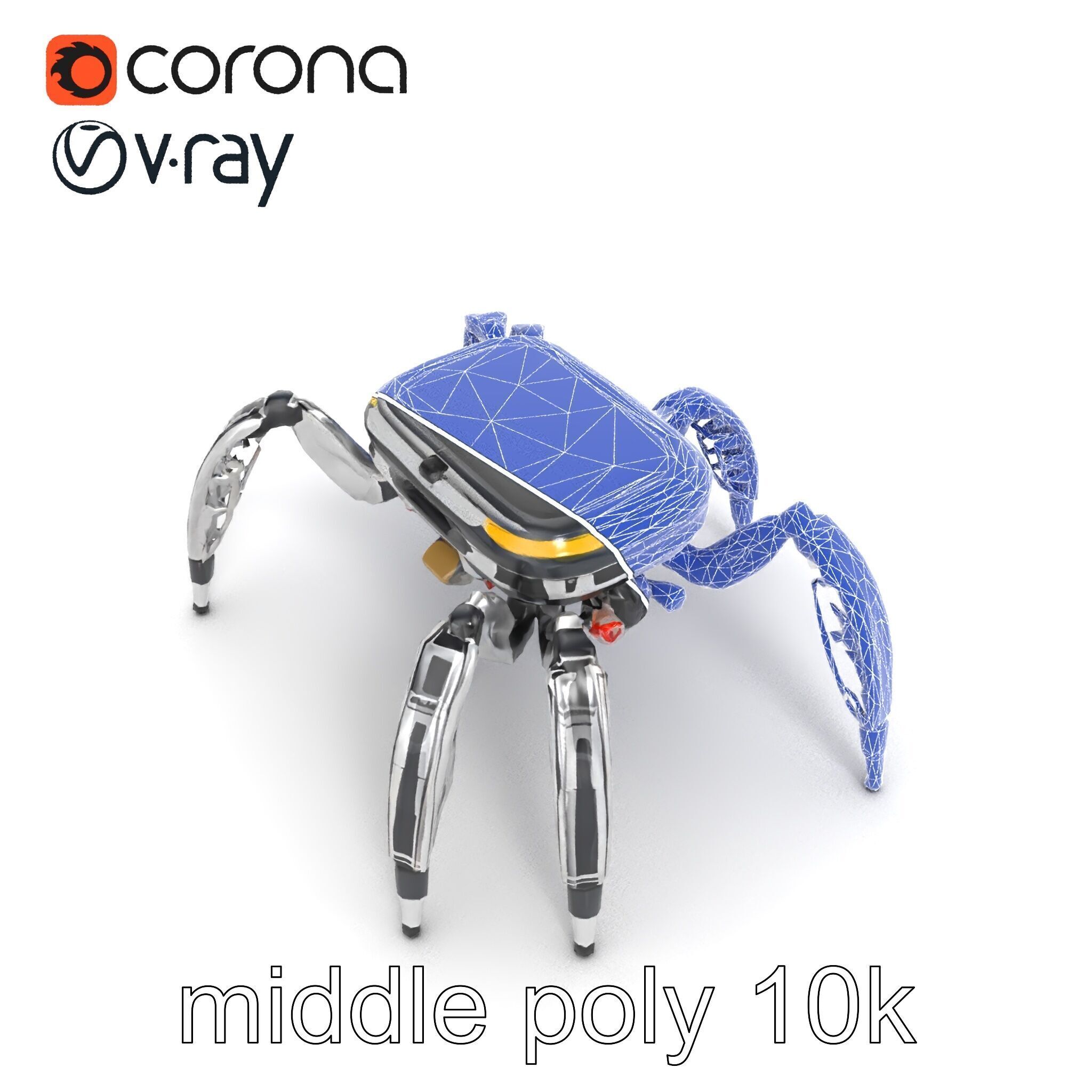 Solar-Powered Spider Cleaner Robot model pack Low-poly 3D model_26