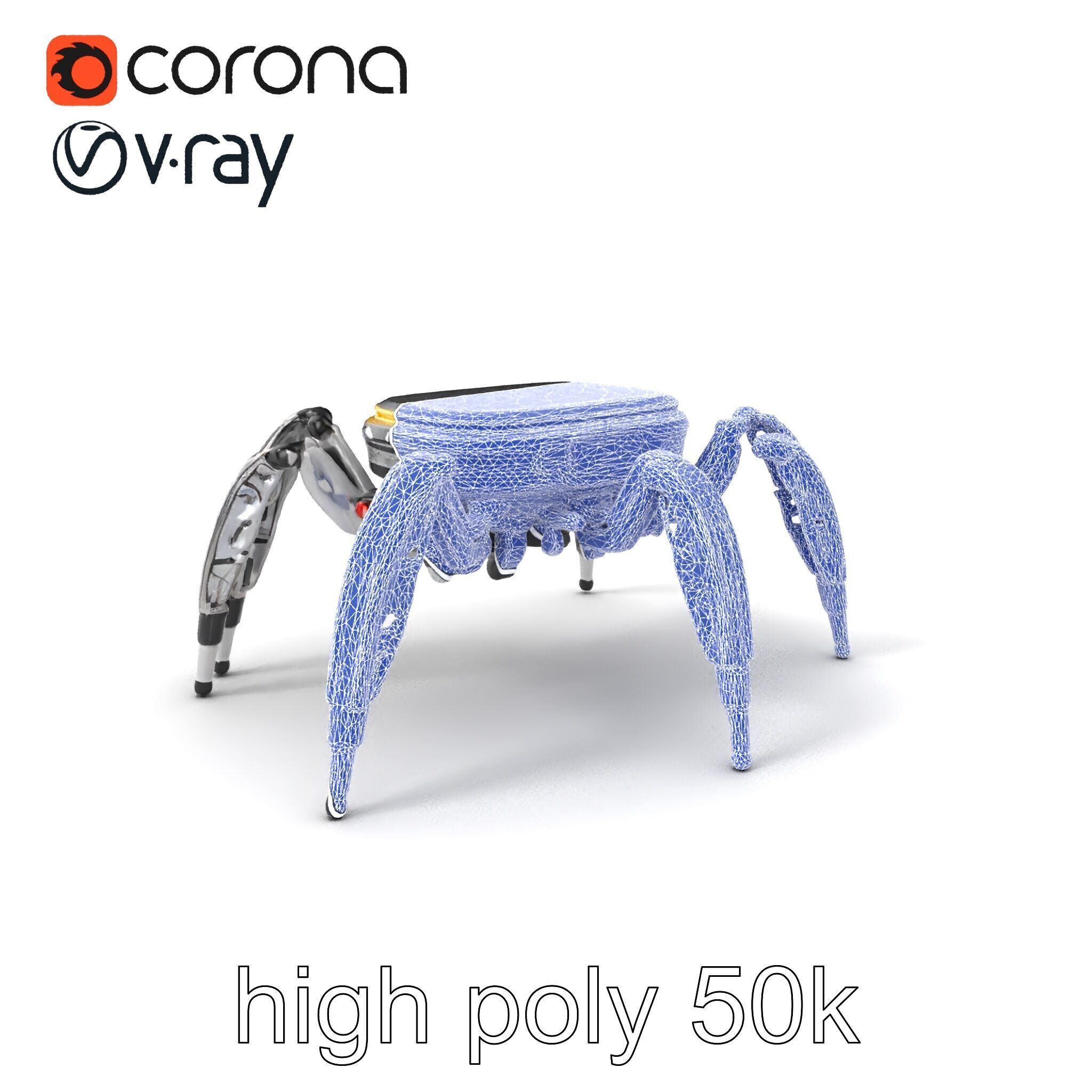 Solar-Powered Spider Cleaner Robot model pack Low-poly 3D model_10