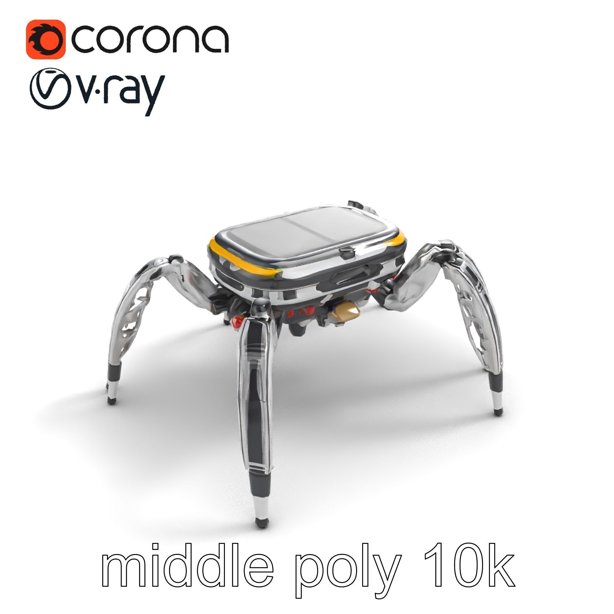 Solar-Powered Spider Cleaner Robot model pack Low-poly 3D model_8