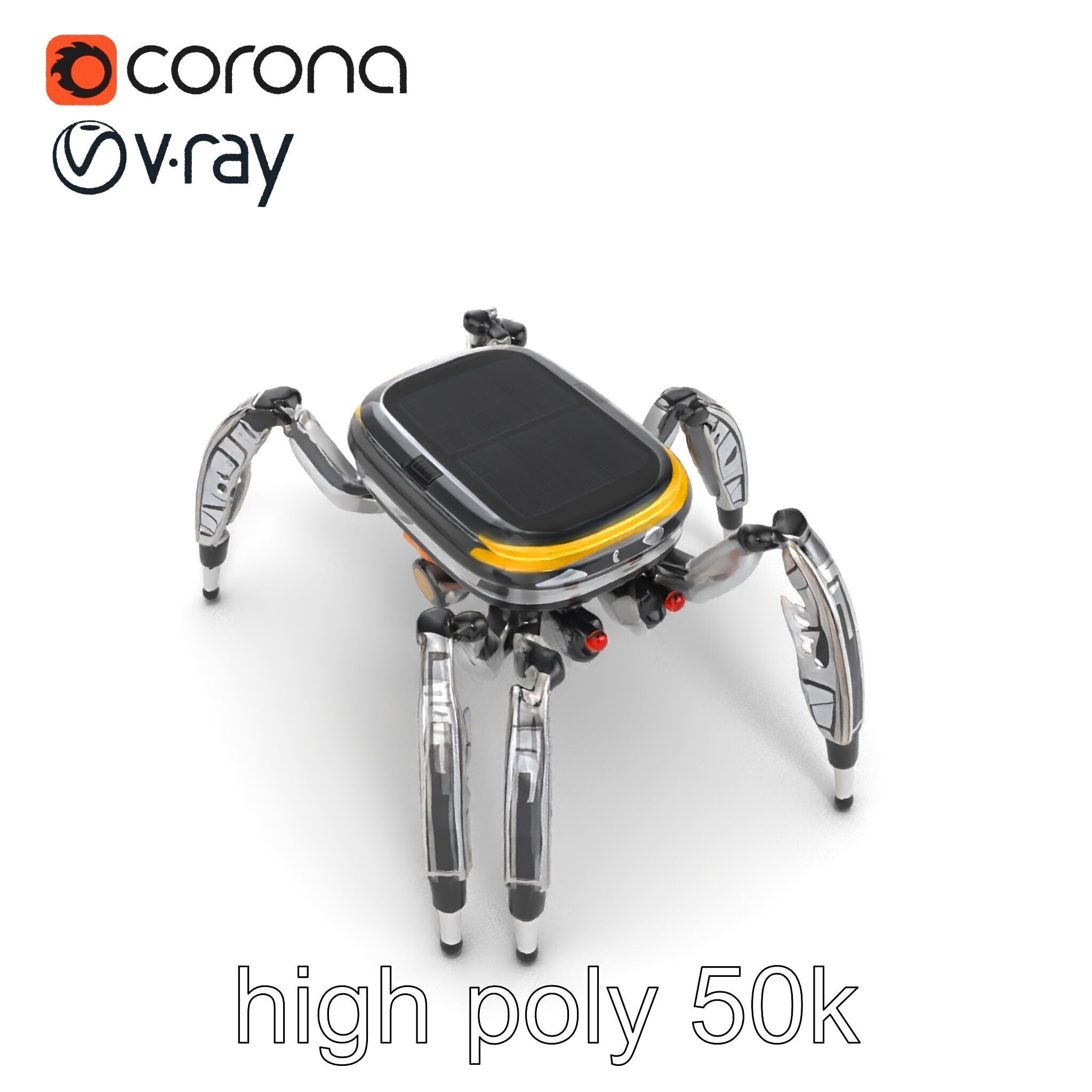 Solar-Powered Spider Cleaner Robot model pack Low-poly 3D model_24