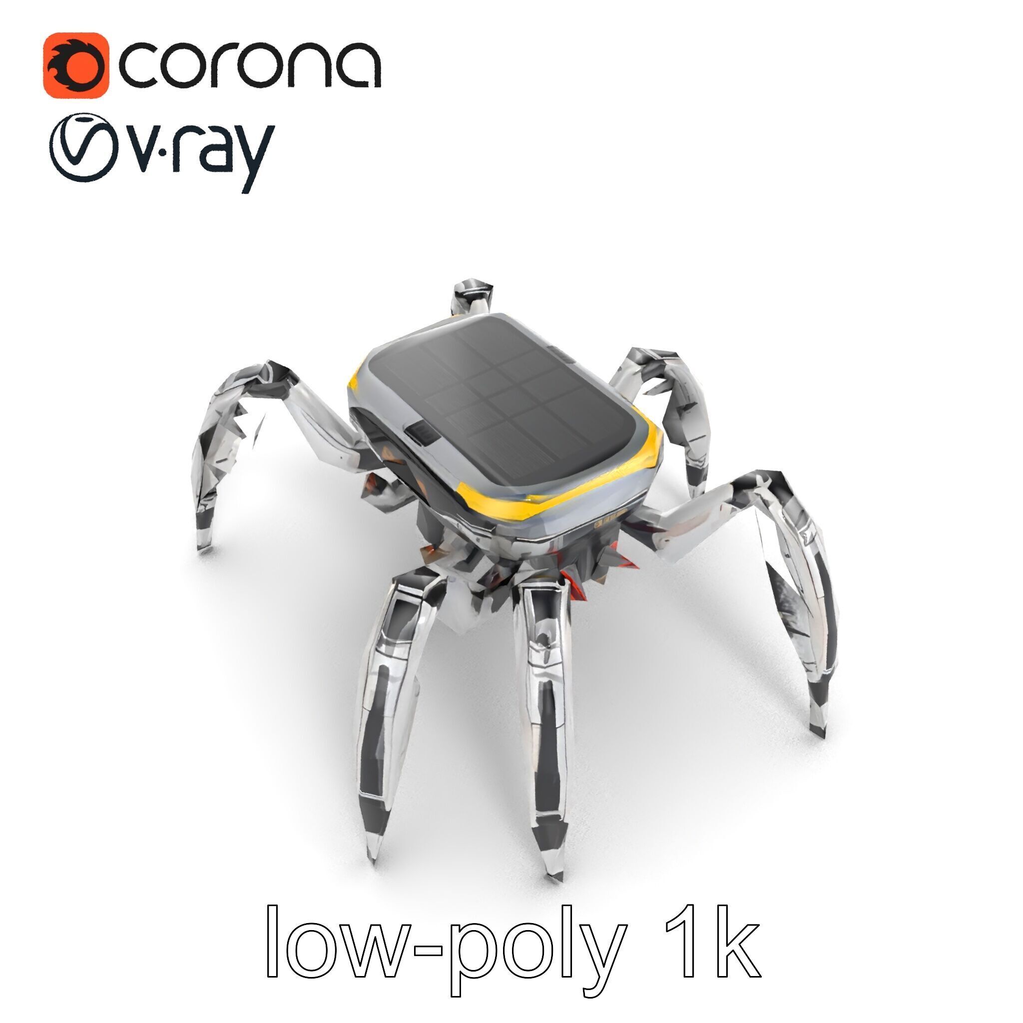 Solar-Powered Spider Cleaner Robot model pack Low-poly 3D model_25
