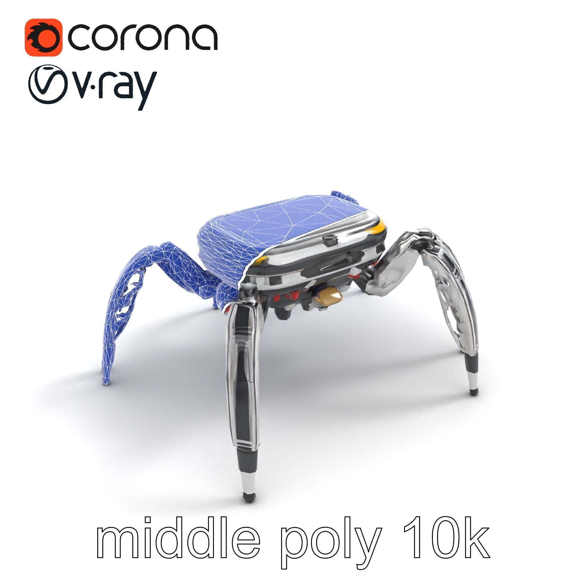 Solar-Powered Spider Cleaner Robot model pack Low-poly 3D model_13