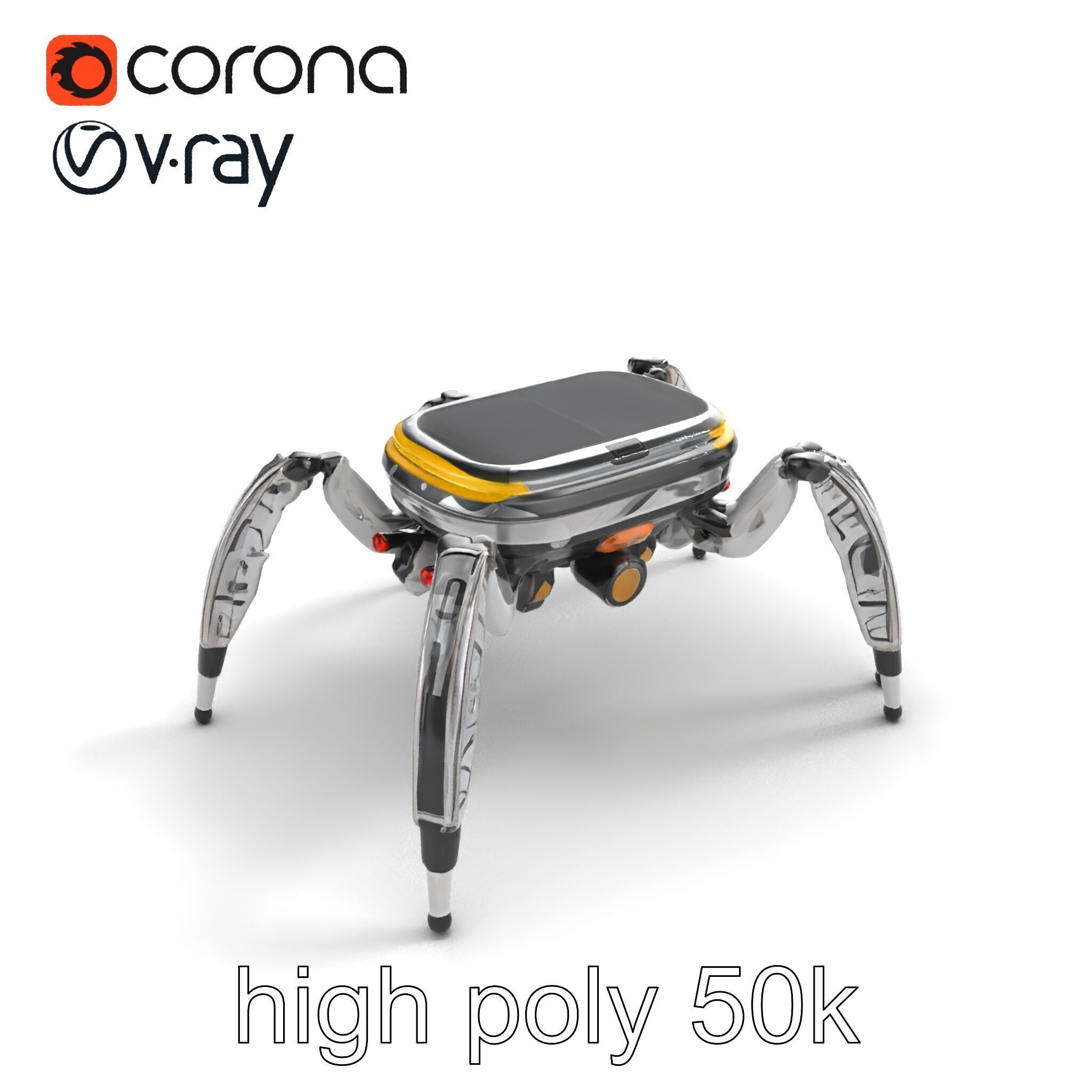 Solar-Powered Spider Cleaner Robot model pack Low-poly 3D model_11