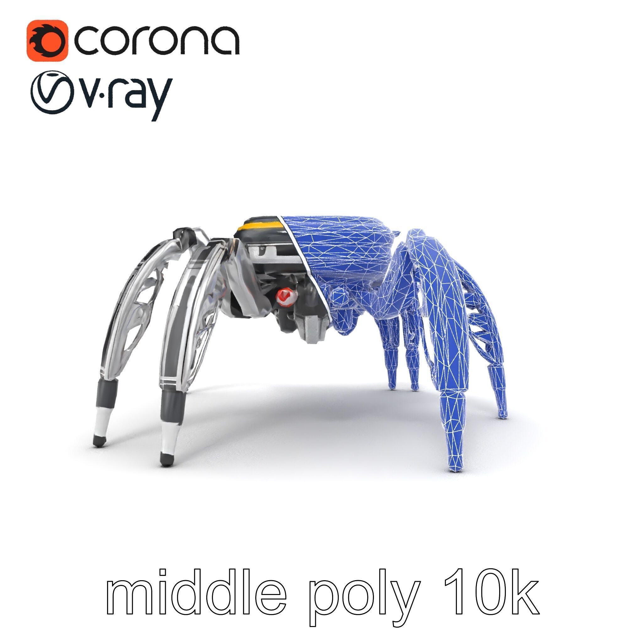 Solar-Powered Spider Cleaner Robot model pack Low-poly 3D model_21