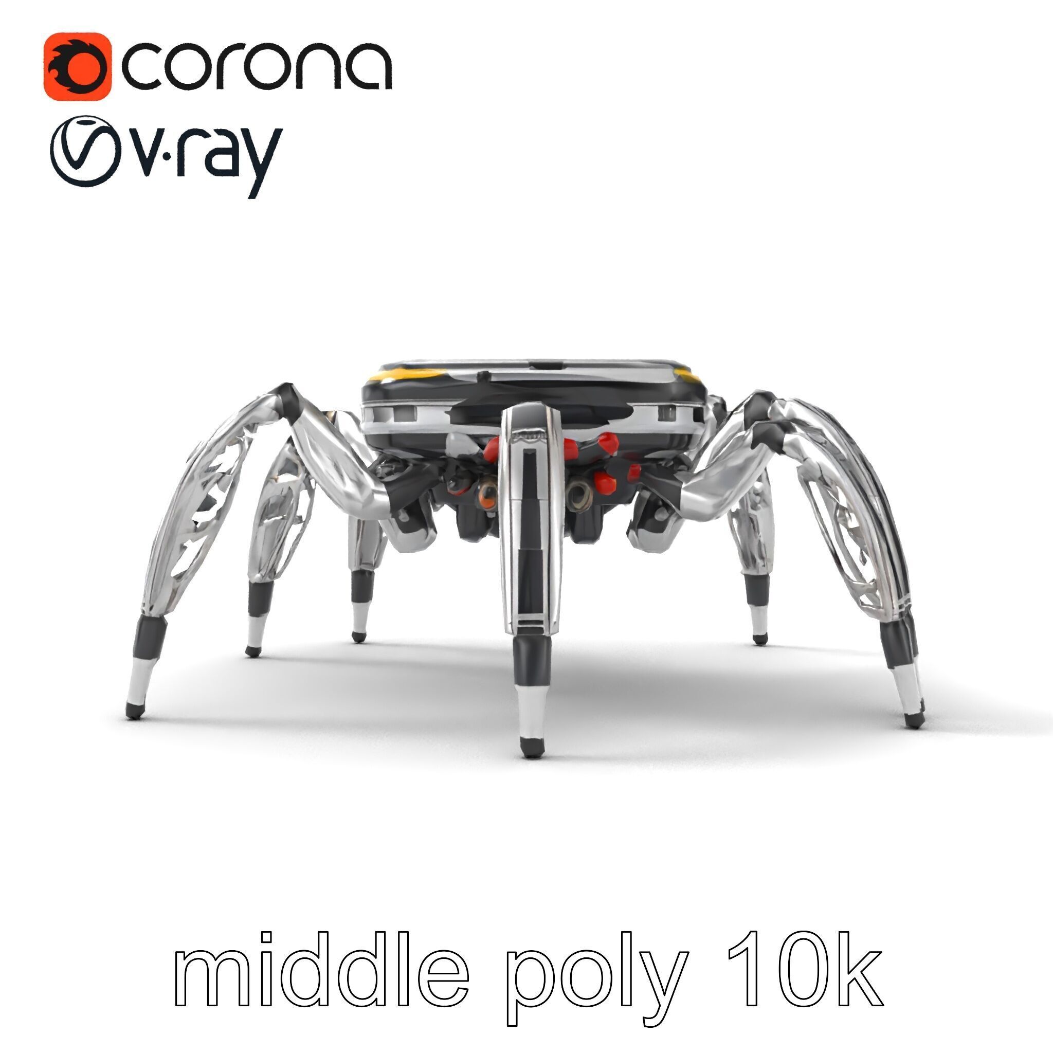 Solar-Powered Spider Cleaner Robot model pack Low-poly 3D model_16