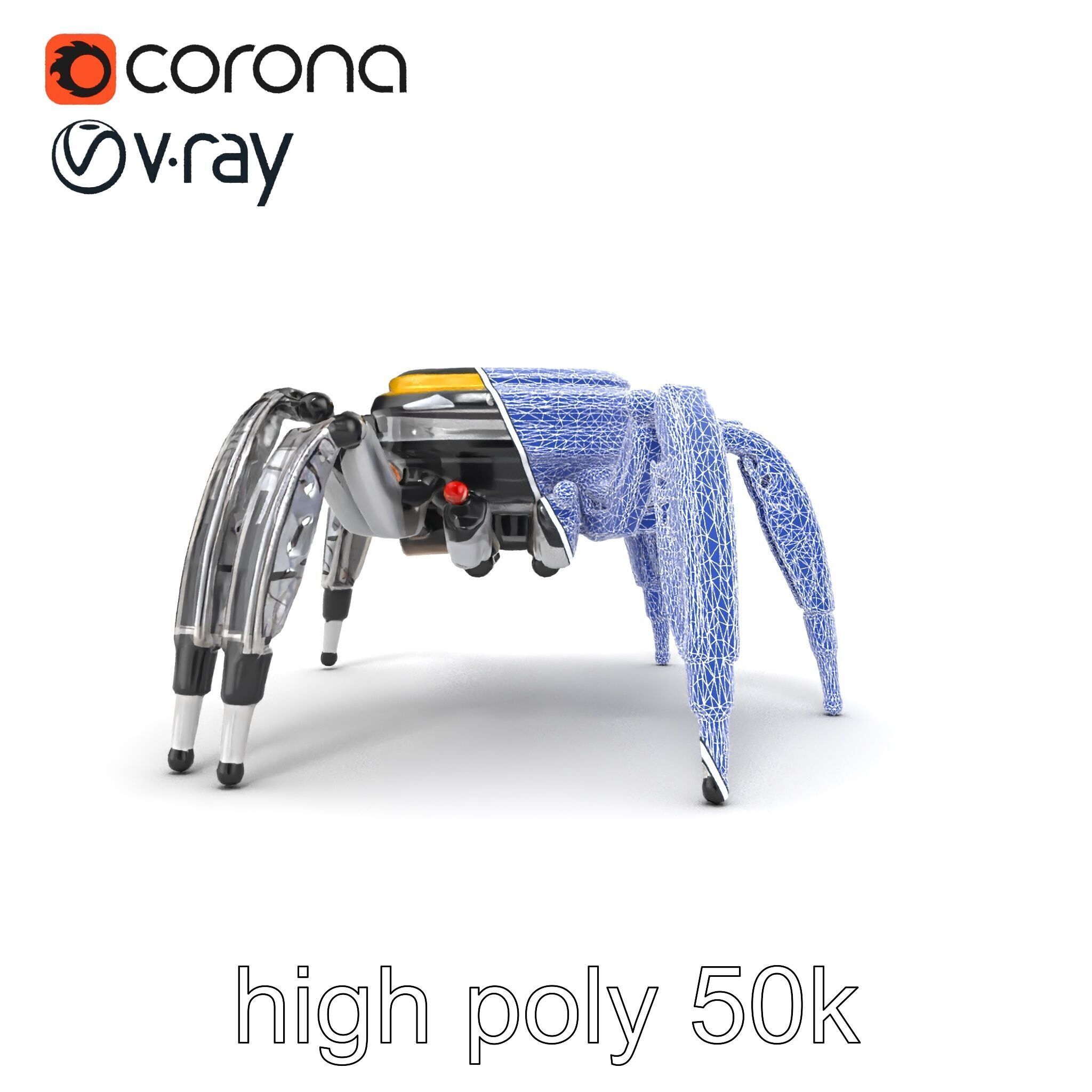 Solar-Powered Spider Cleaner Robot model pack Low-poly 3D model_31