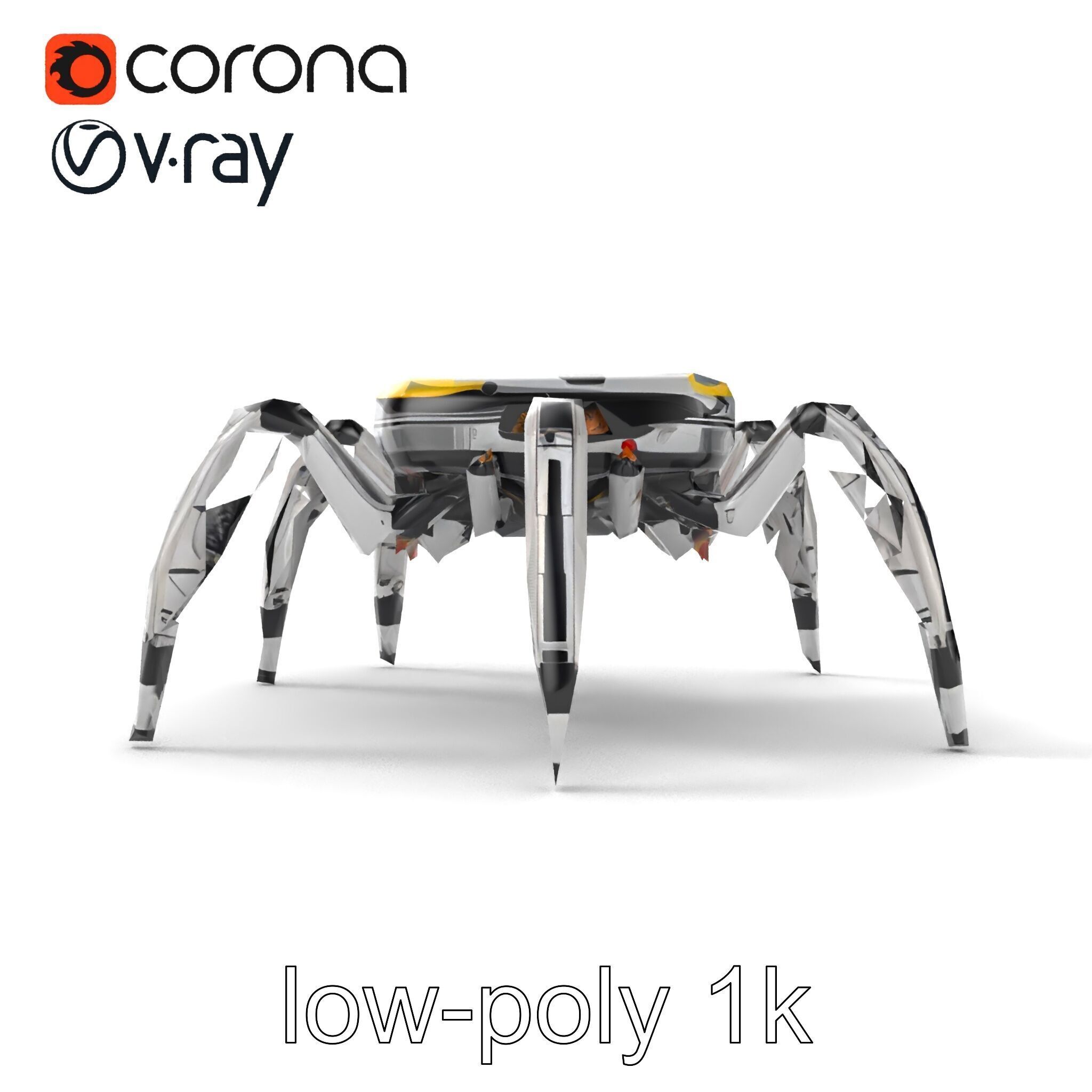 Solar-Powered Spider Cleaner Robot model pack Low-poly 3D model_28