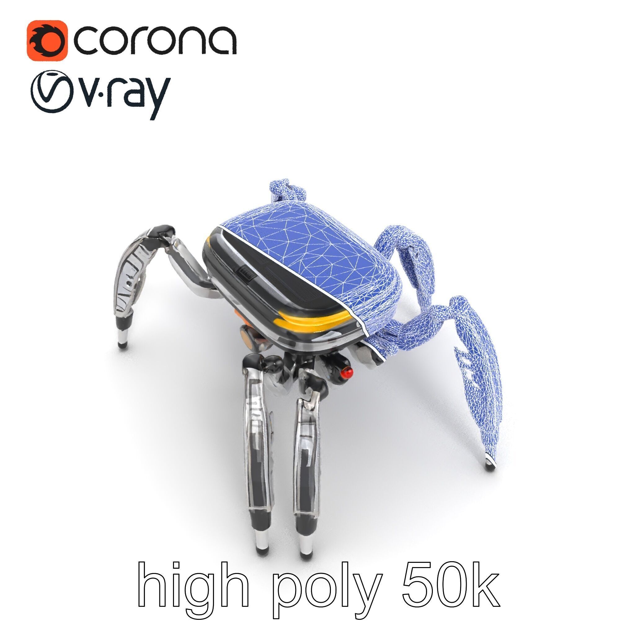 Solar-Powered Spider Cleaner Robot model pack Low-poly 3D model_14