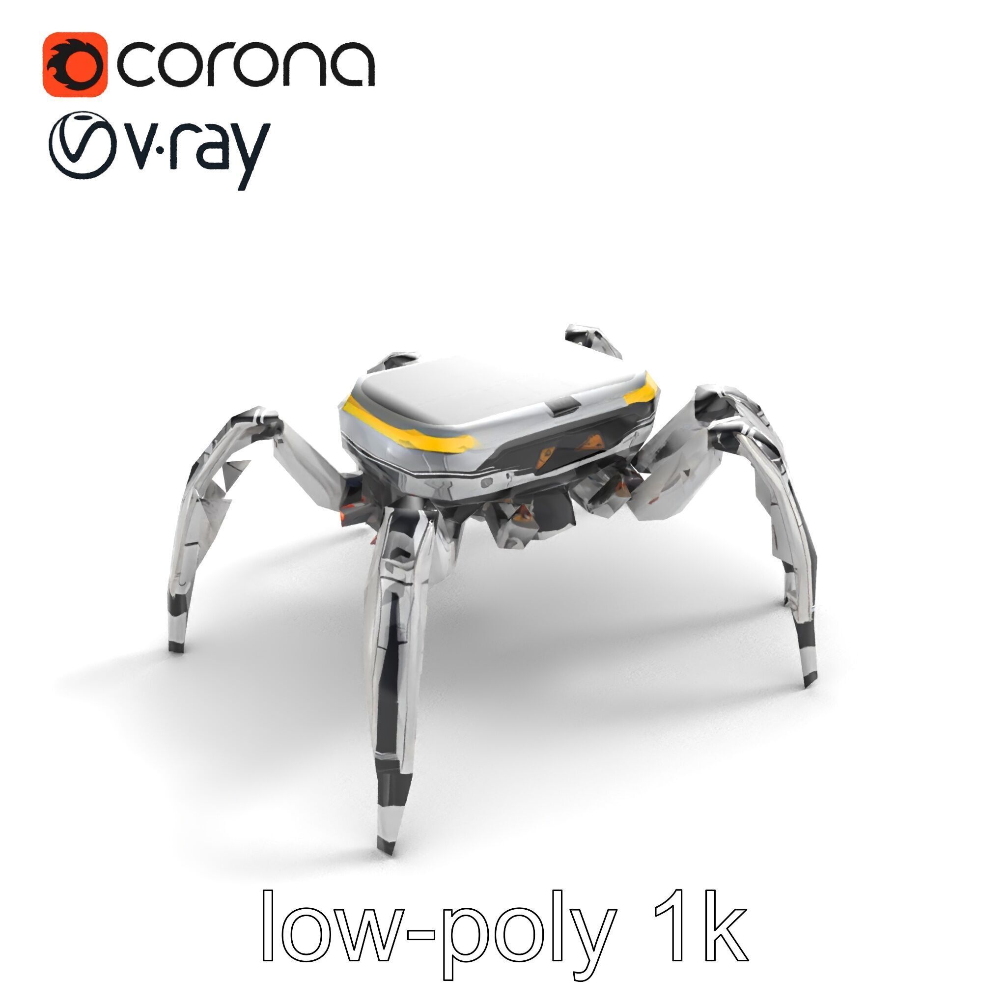 Solar-Powered Spider Cleaner Robot model pack Low-poly 3D model_9