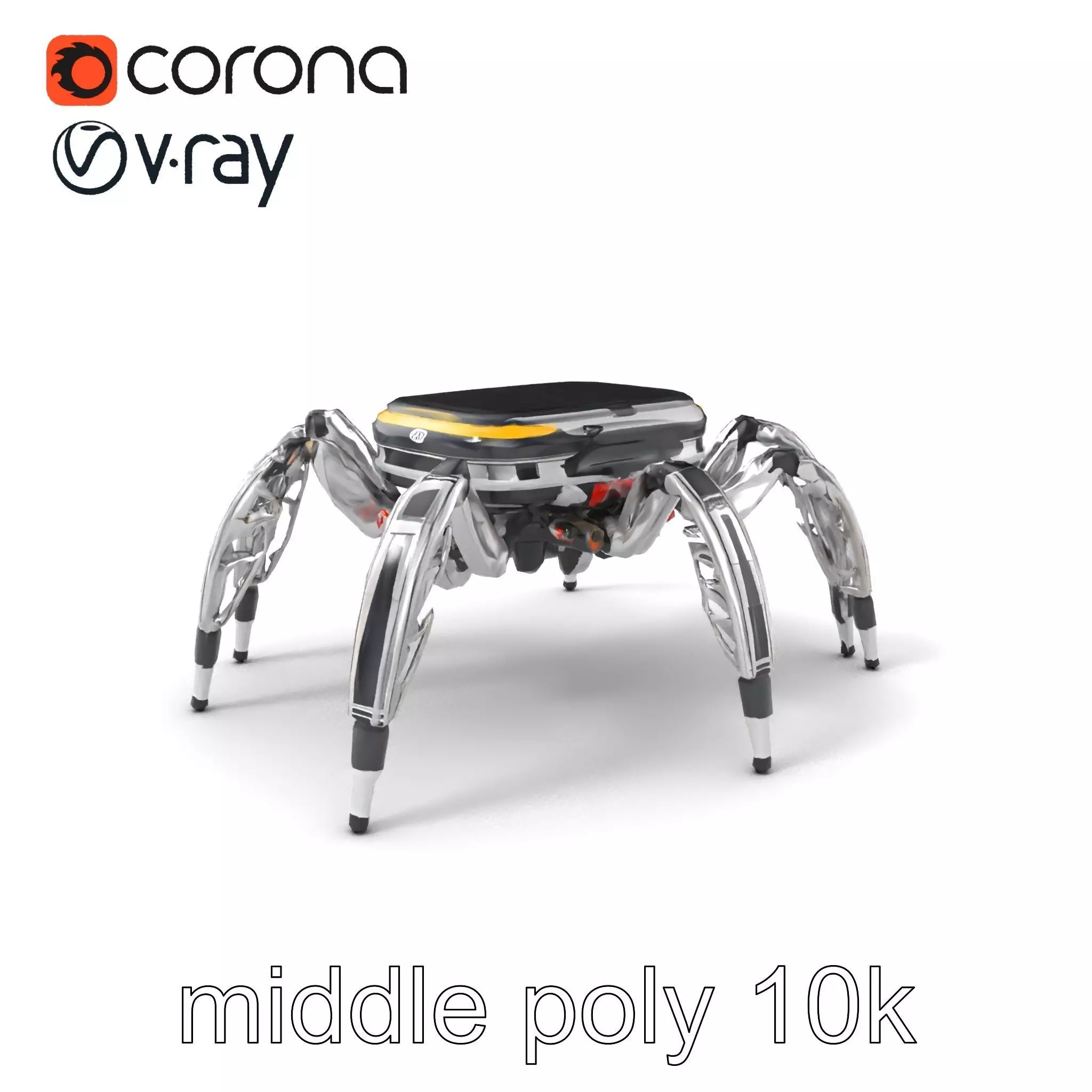 Solar-Powered Spider Cleaner Robot model pack Low-poly 3D model_0