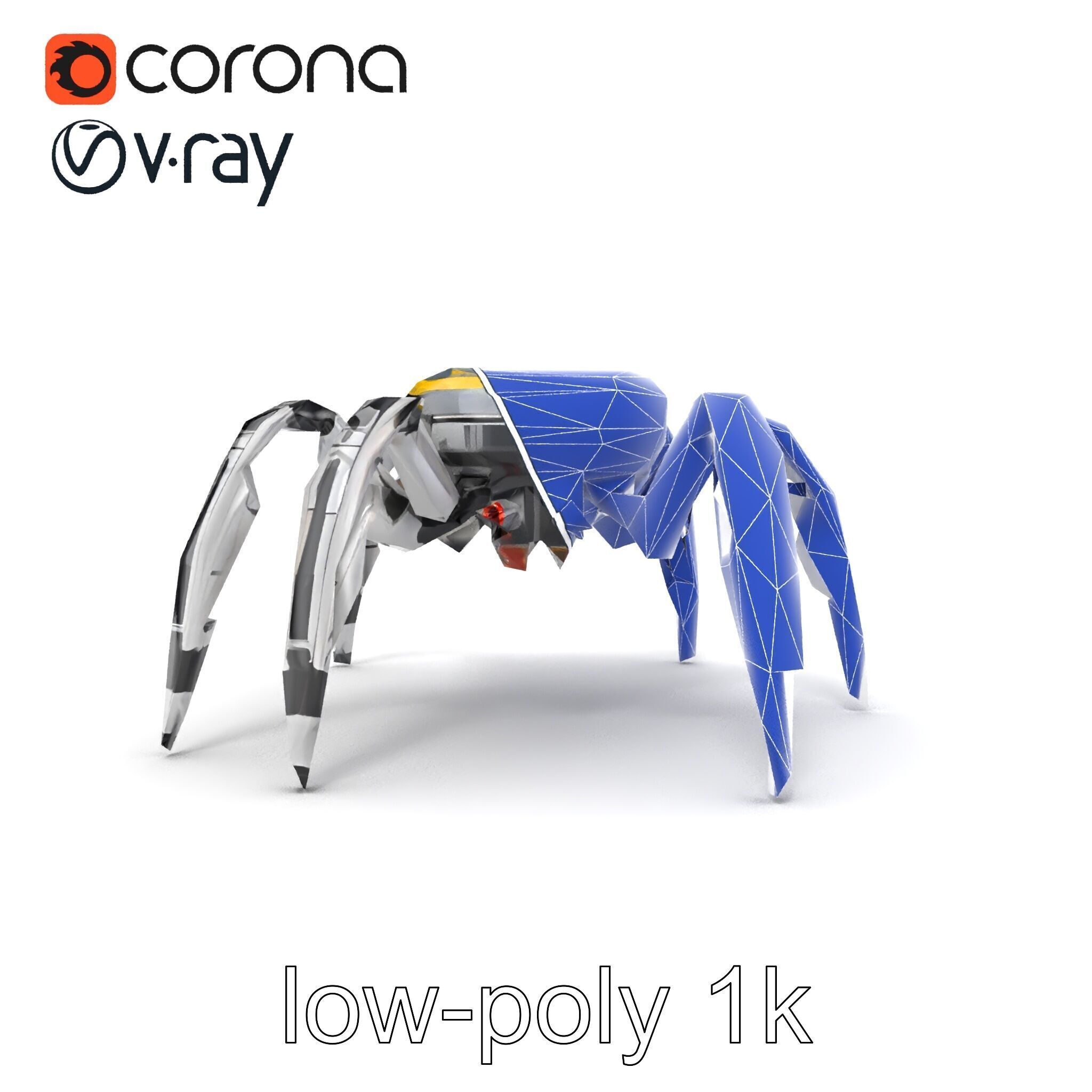 Solar-Powered Spider Cleaner Robot model pack Low-poly 3D model_15