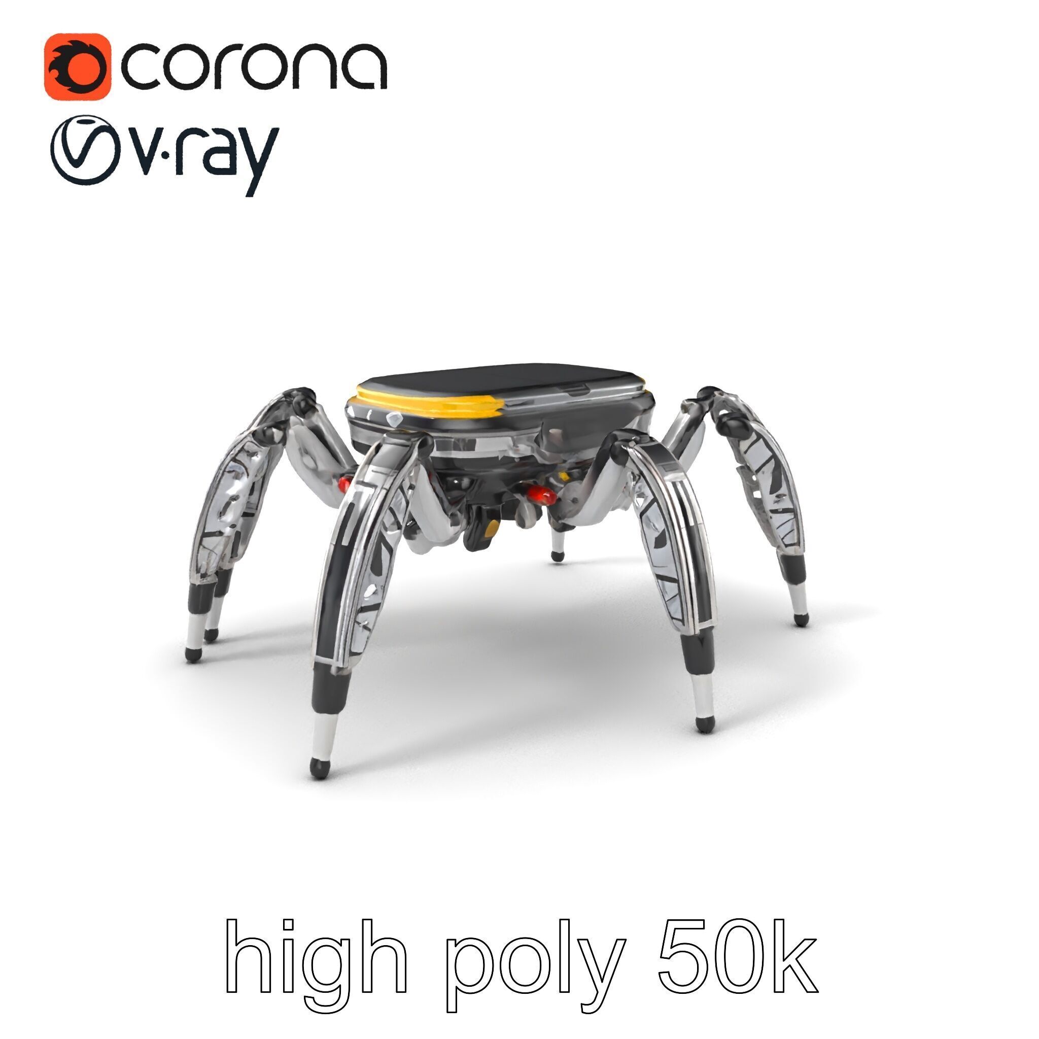 Solar-Powered Spider Cleaner Robot model pack Low-poly 3D model_2