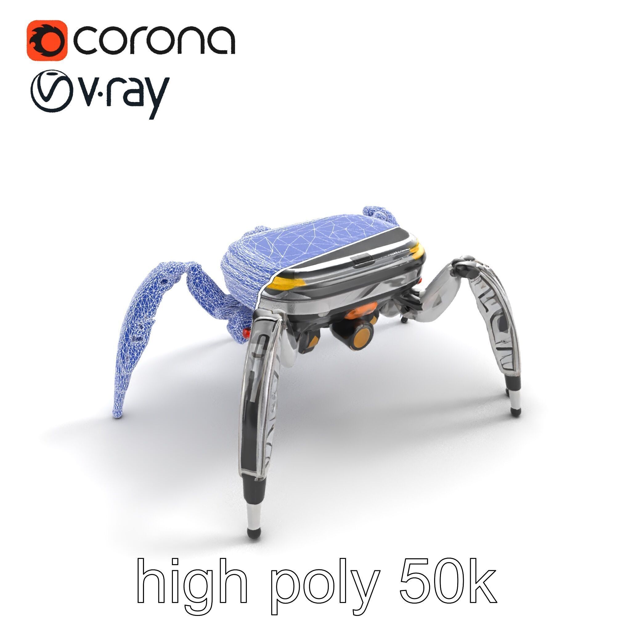Solar-Powered Spider Cleaner Robot model pack Low-poly 3D model_12