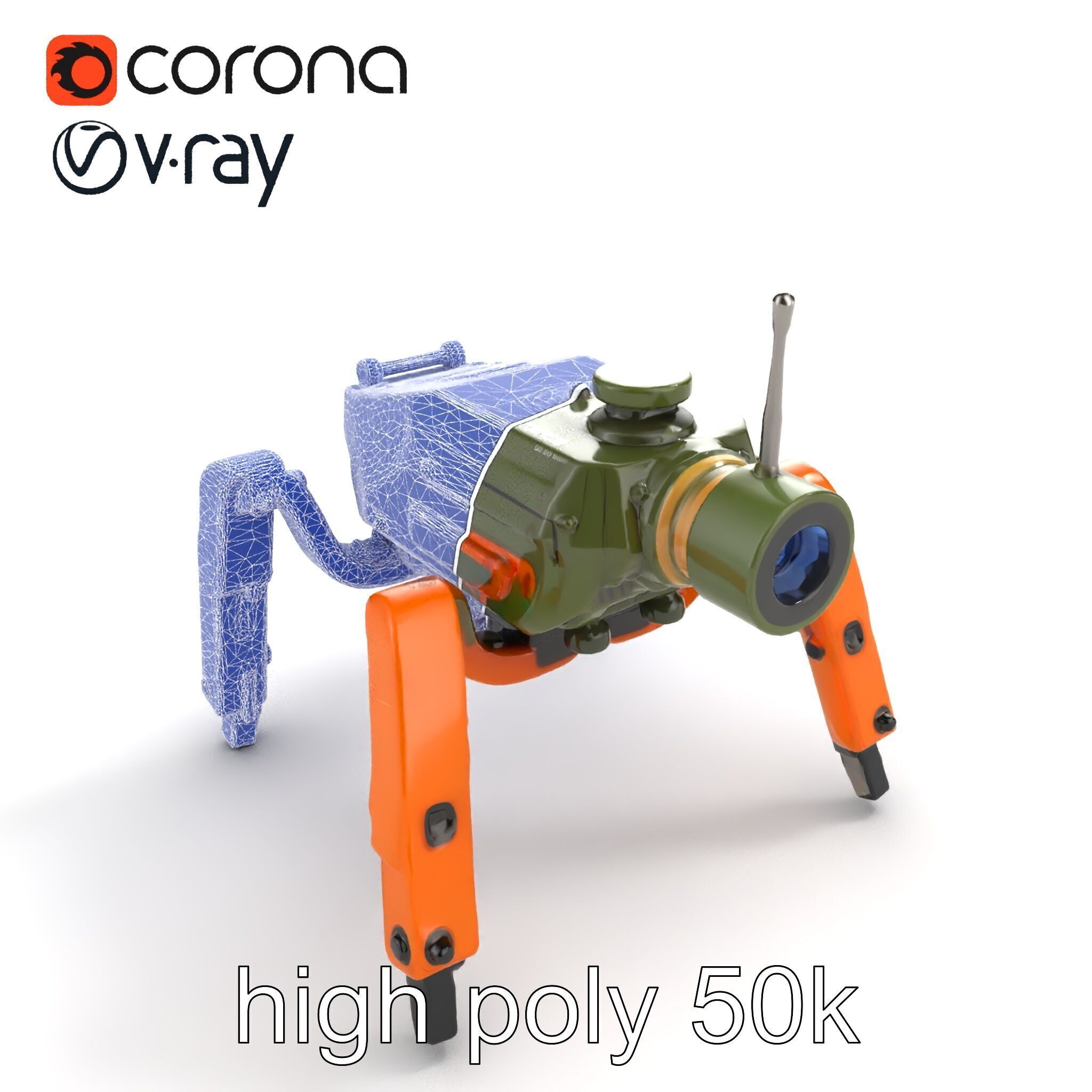 Compact Spider Reconnaissance Unit Model Pack Low-poly 3D model_16