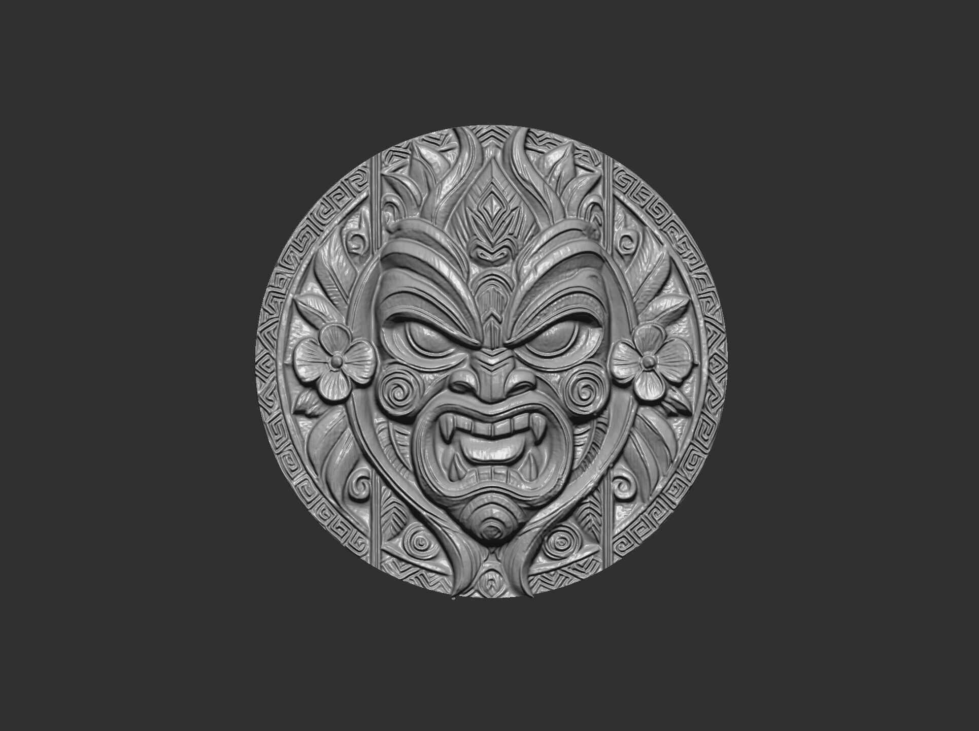 tiki mask wall decor 2 3D print model_7