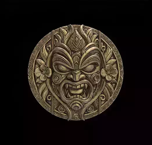 tiki mask wall decor 2  3D print model