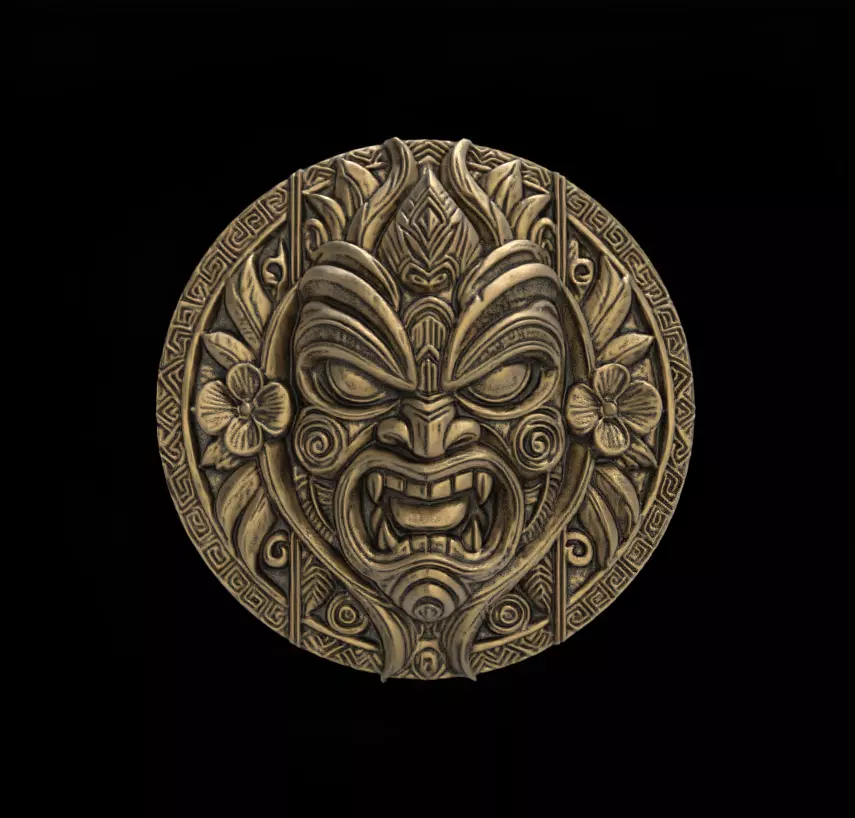tiki mask wall decor 2 3D print model_0