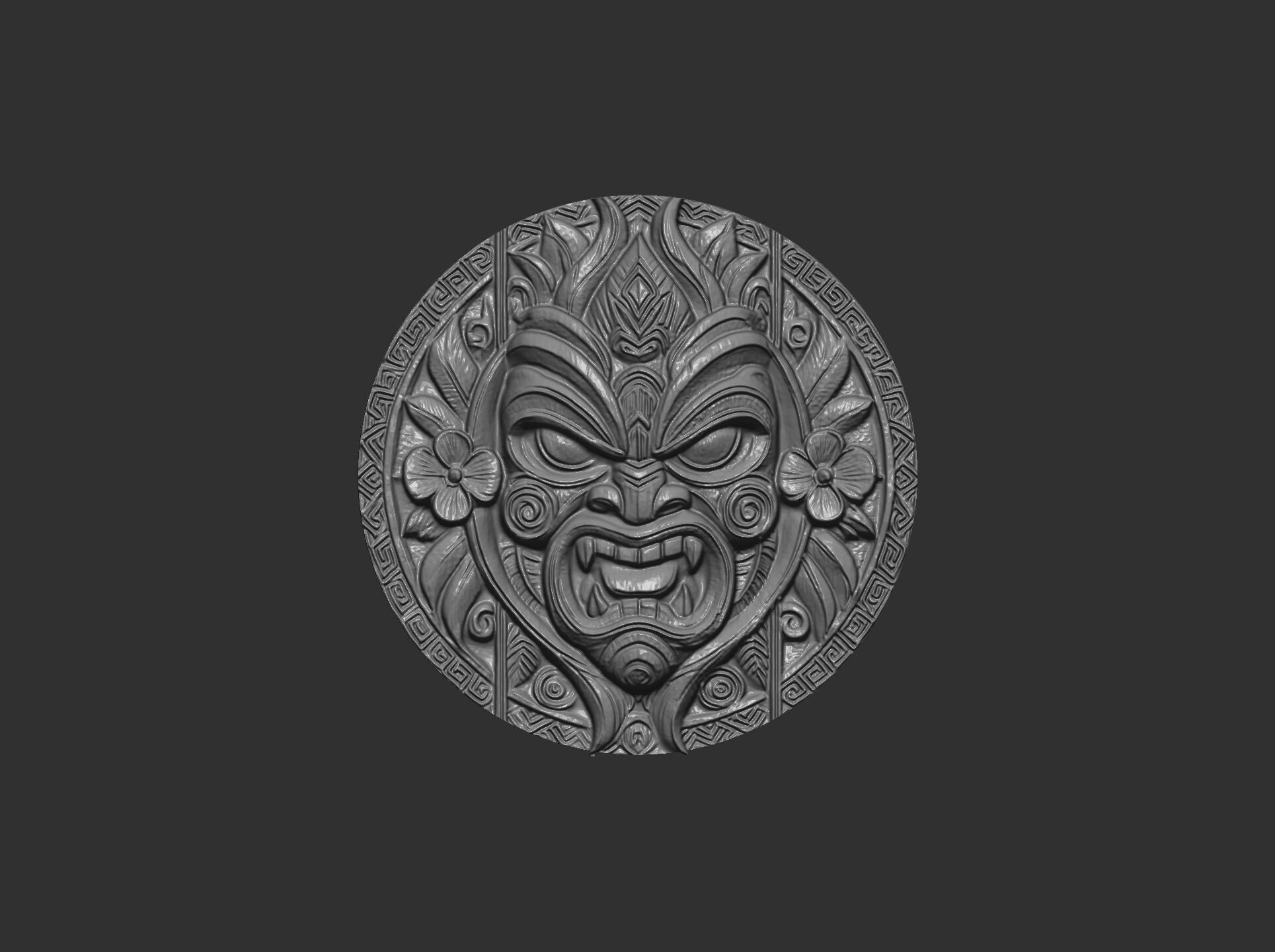 tiki mask wall decor 2 3D print model_14