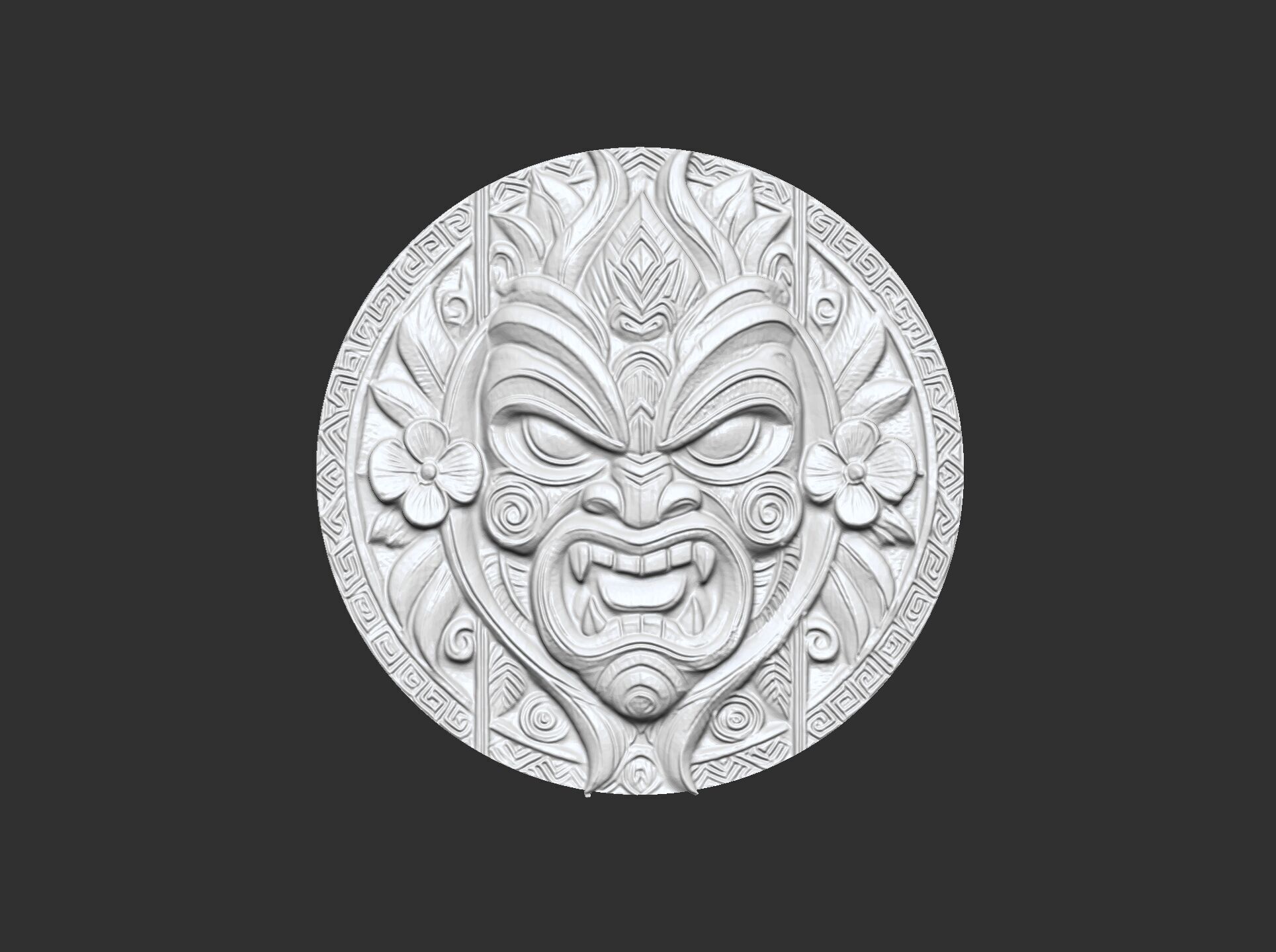 tiki mask wall decor 2 3D print model_13