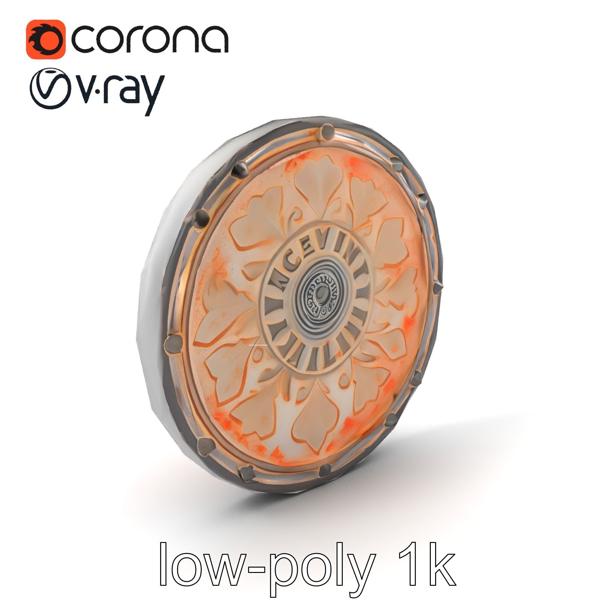 Embossed Cast Iron Manhole Cover model pack Low-poly 3D model_5