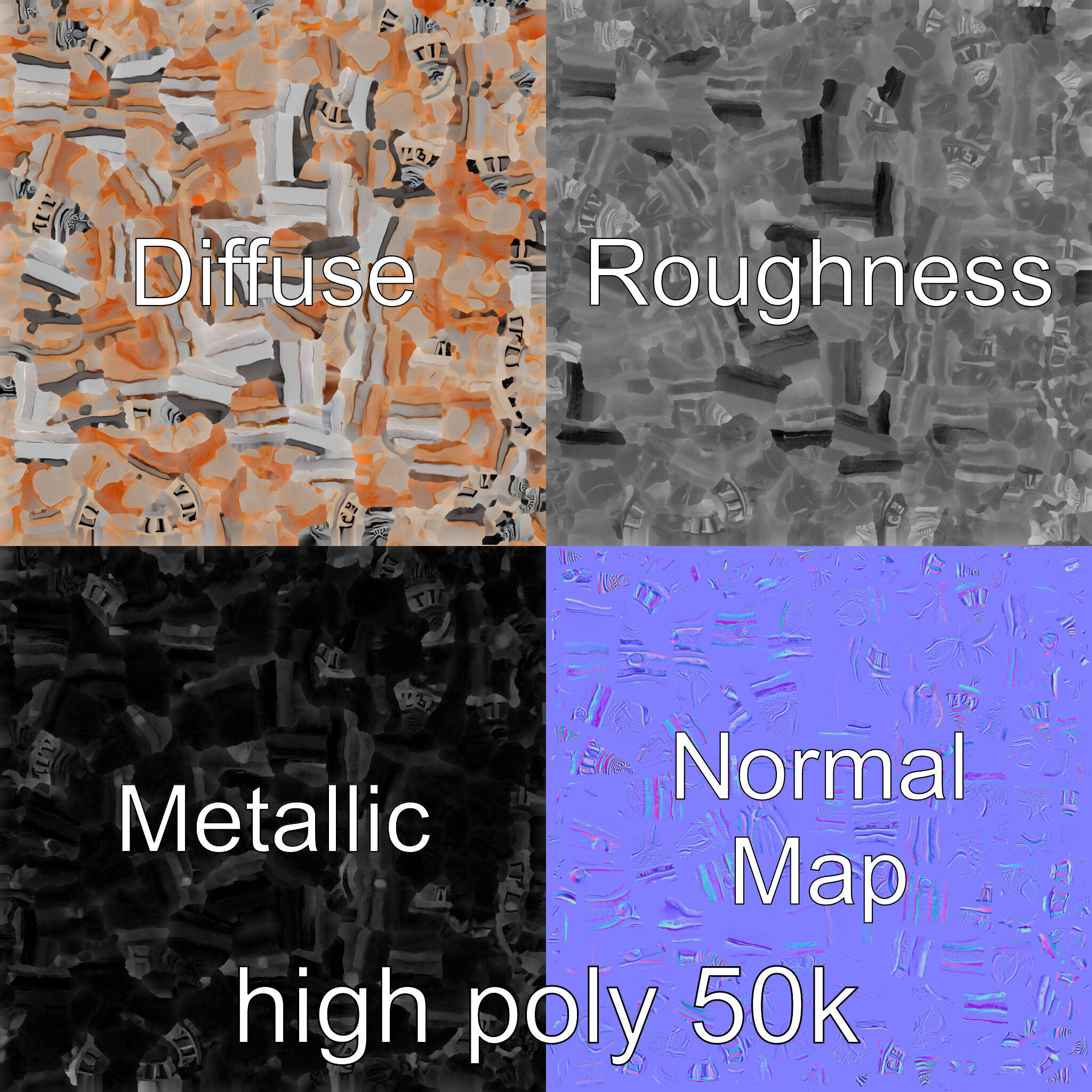 Embossed Cast Iron Manhole Cover model pack Low-poly 3D model_3