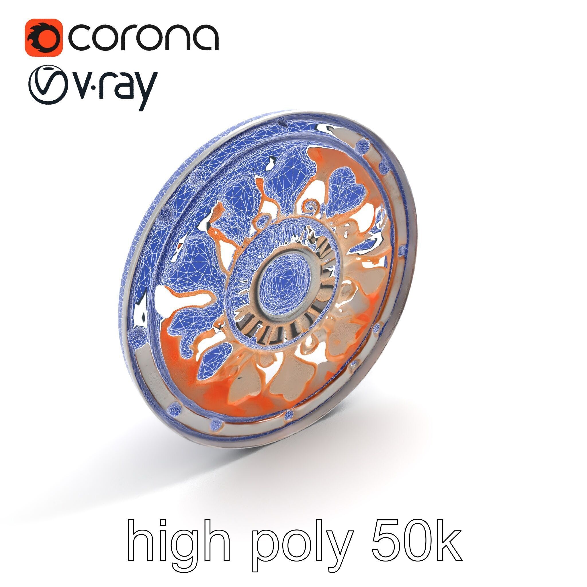 Embossed Cast Iron Manhole Cover model pack Low-poly 3D model_24