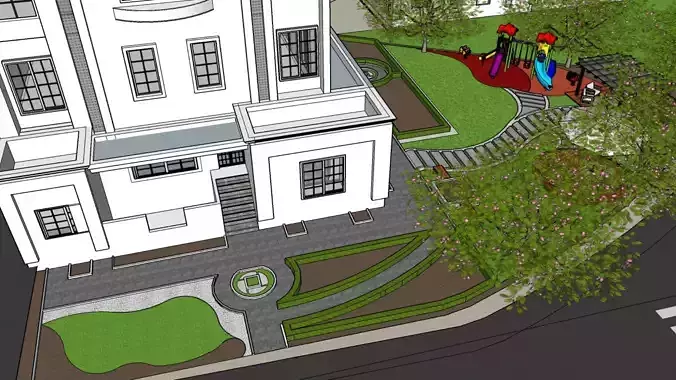 House Garden Front Entrance Landscape 3D Model