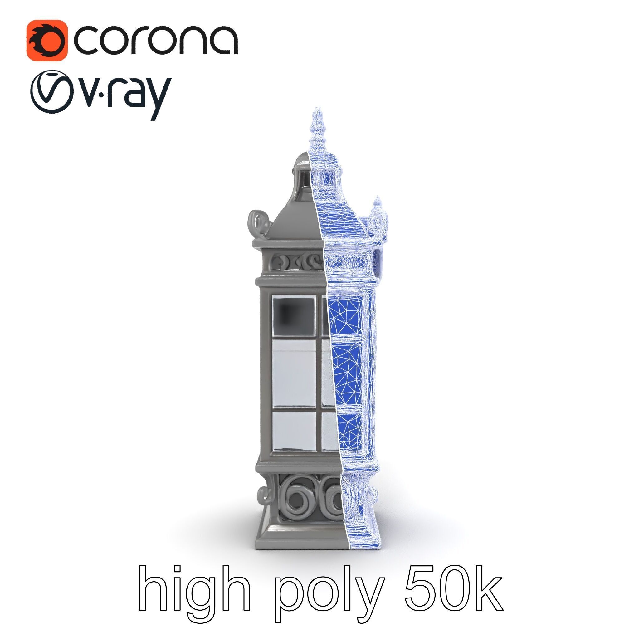Ornate Clock Tower Lantern model pack Low-poly 3D model_50