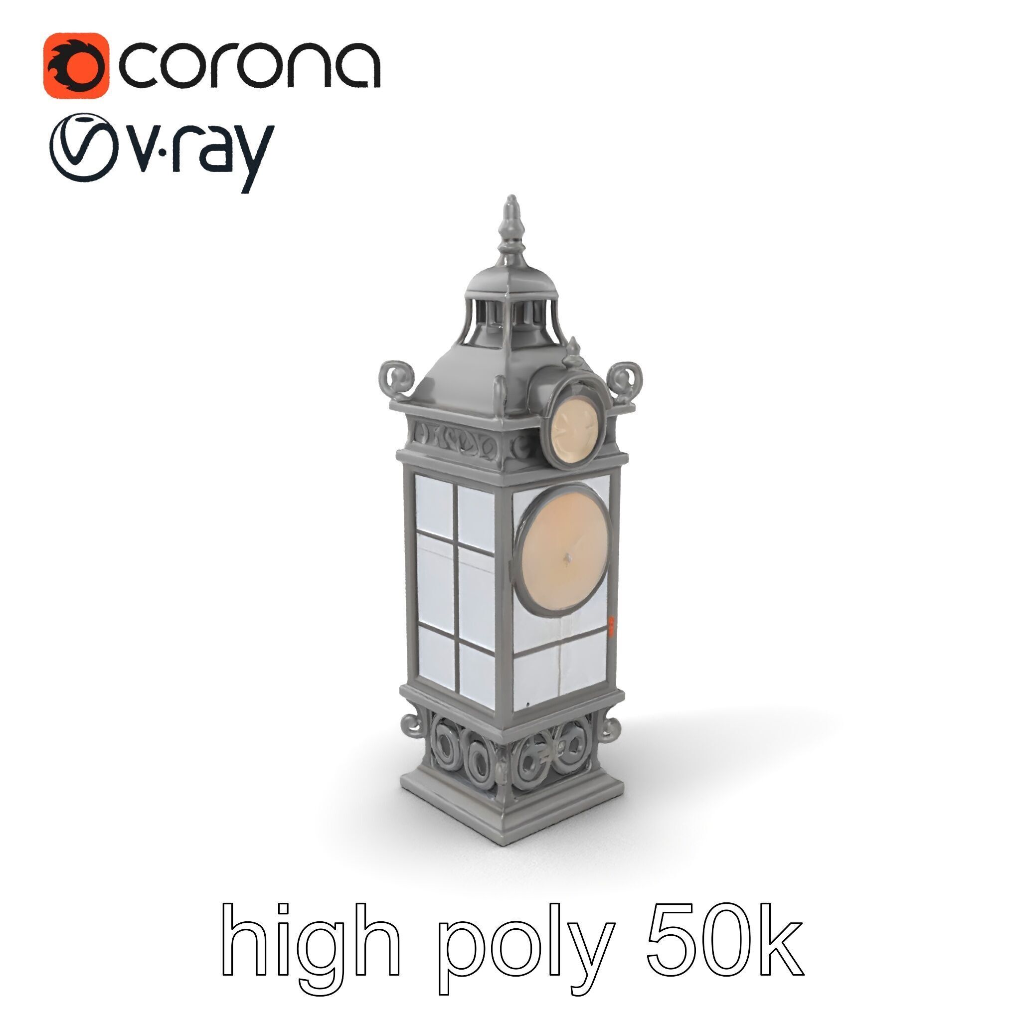 Ornate Clock Tower Lantern model pack Low-poly 3D model_35