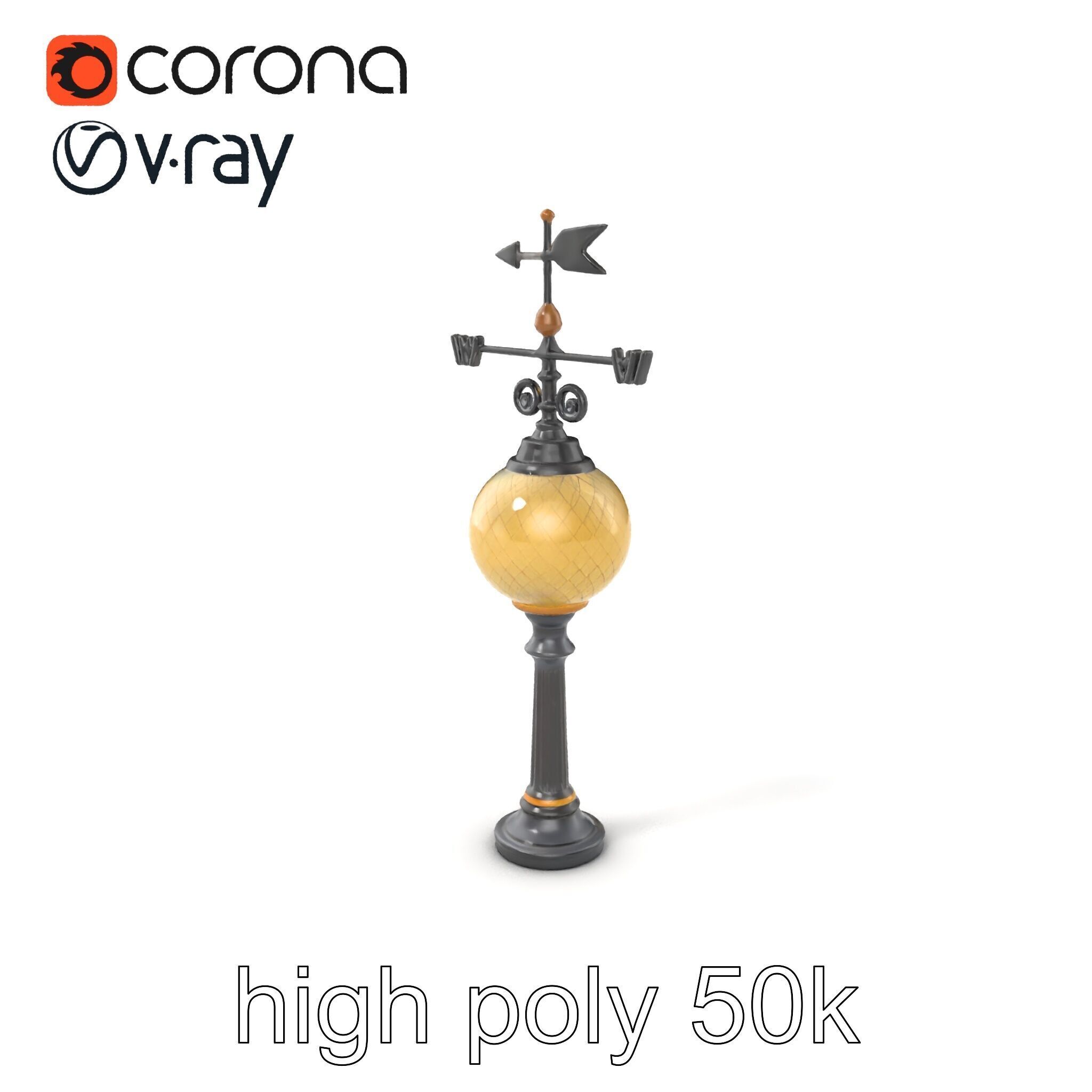 Weather Vane Street Lamp Decorative Model Pack Low-poly 3D model_2
