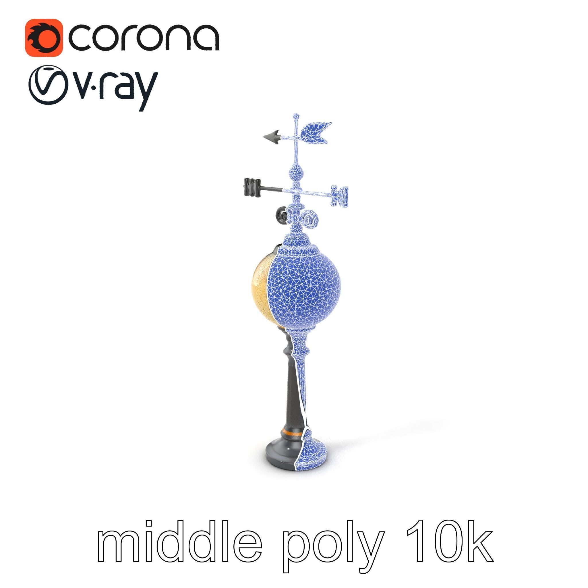 Weather Vane Street Lamp Decorative Model Pack Low-poly 3D model_6
