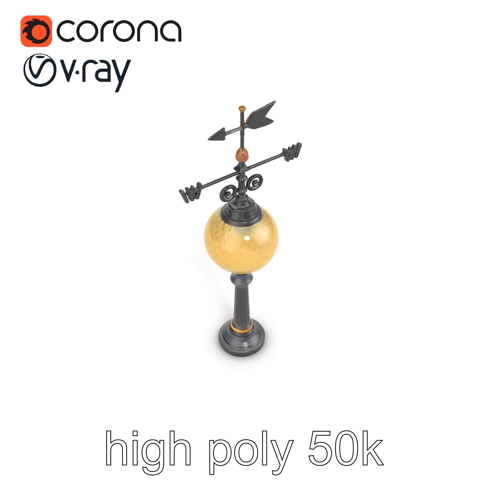 Weather Vane Street Lamp Decorative Model Pack Low-poly 3D model_20