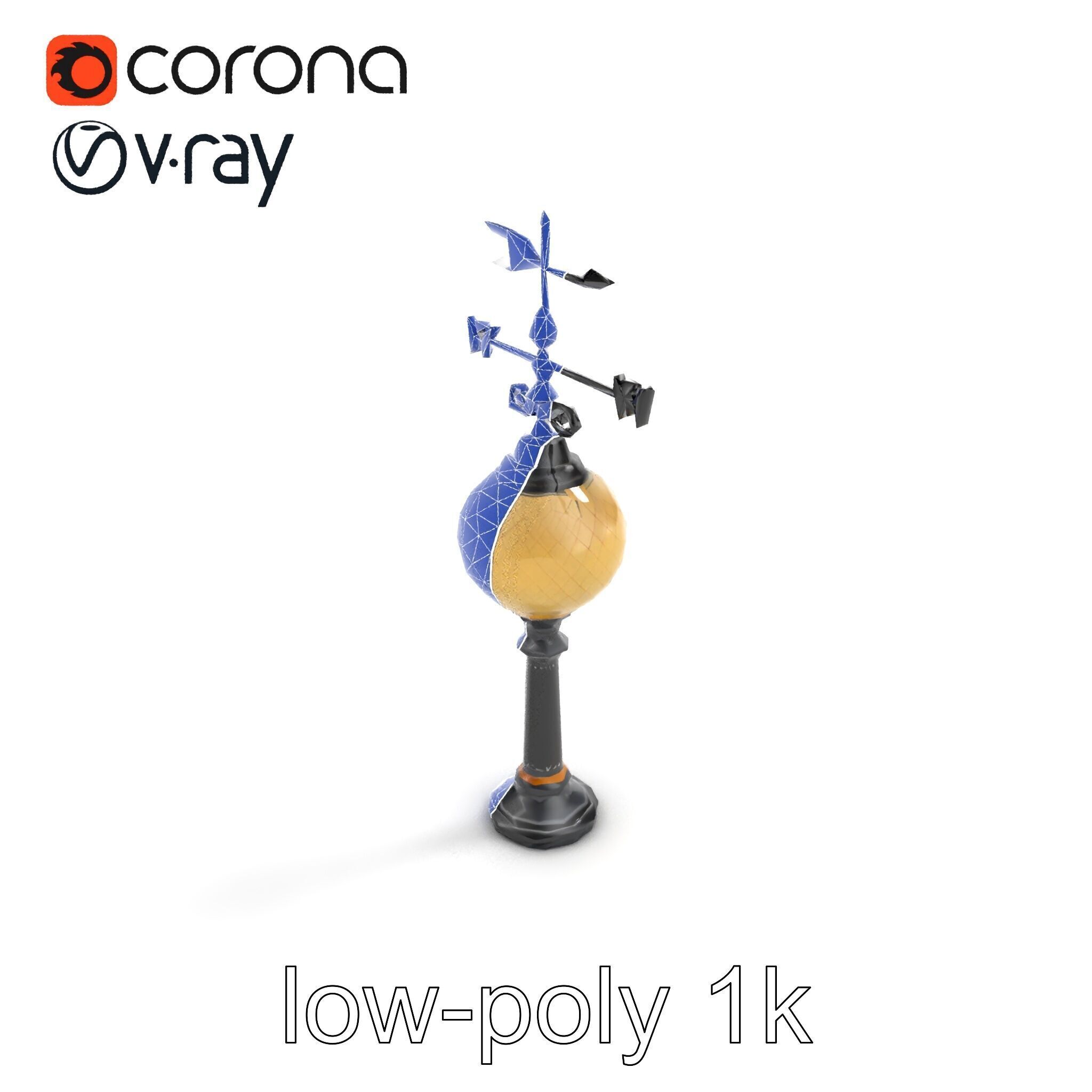 Weather Vane Street Lamp Decorative Model Pack Low-poly 3D model_23