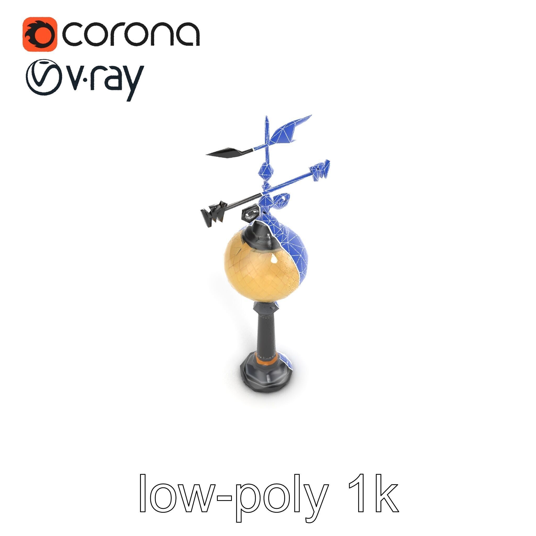 Weather Vane Street Lamp Decorative Model Pack Low-poly 3D model_25