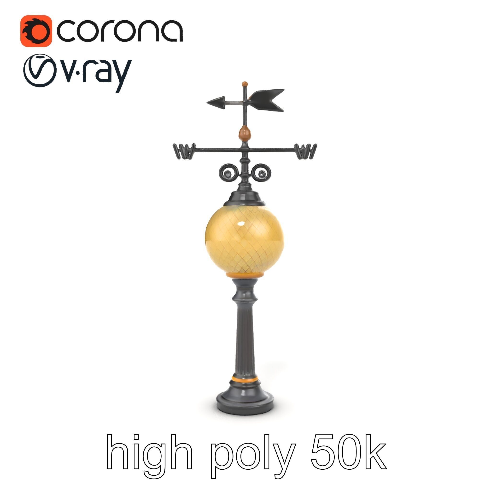 Weather Vane Street Lamp Decorative Model Pack Low-poly 3D model_21