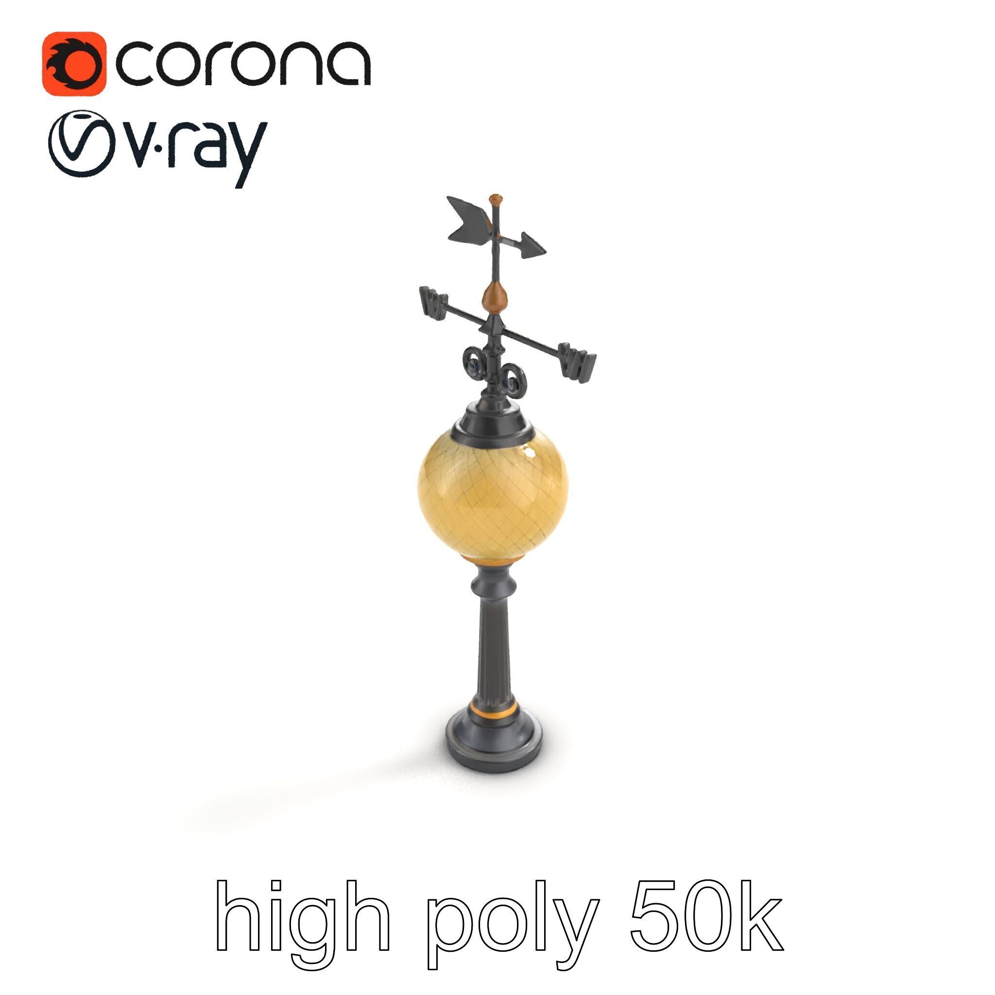 Weather Vane Street Lamp Decorative Model Pack Low-poly 3D model_29