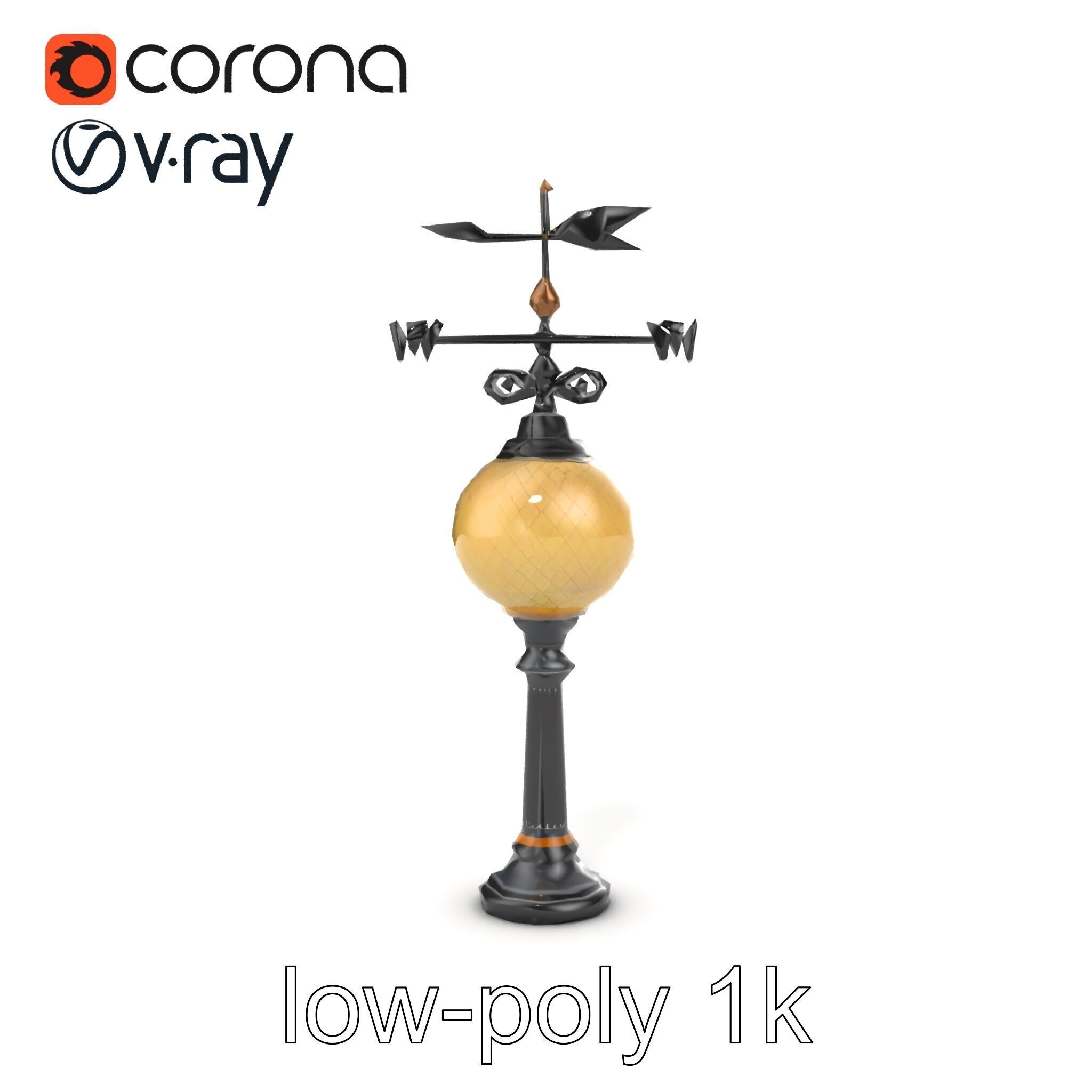 Weather Vane Street Lamp Decorative Model Pack Low-poly 3D model_18