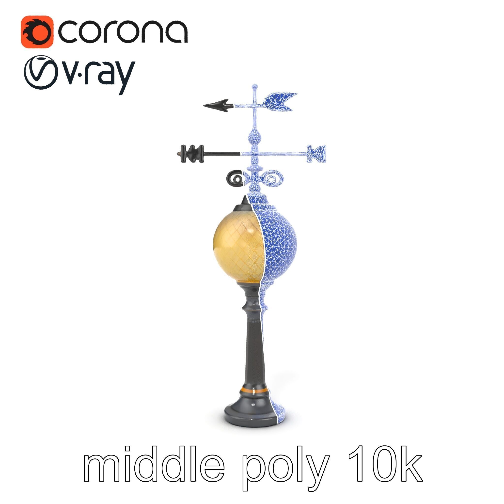 Weather Vane Street Lamp Decorative Model Pack Low-poly 3D model_27