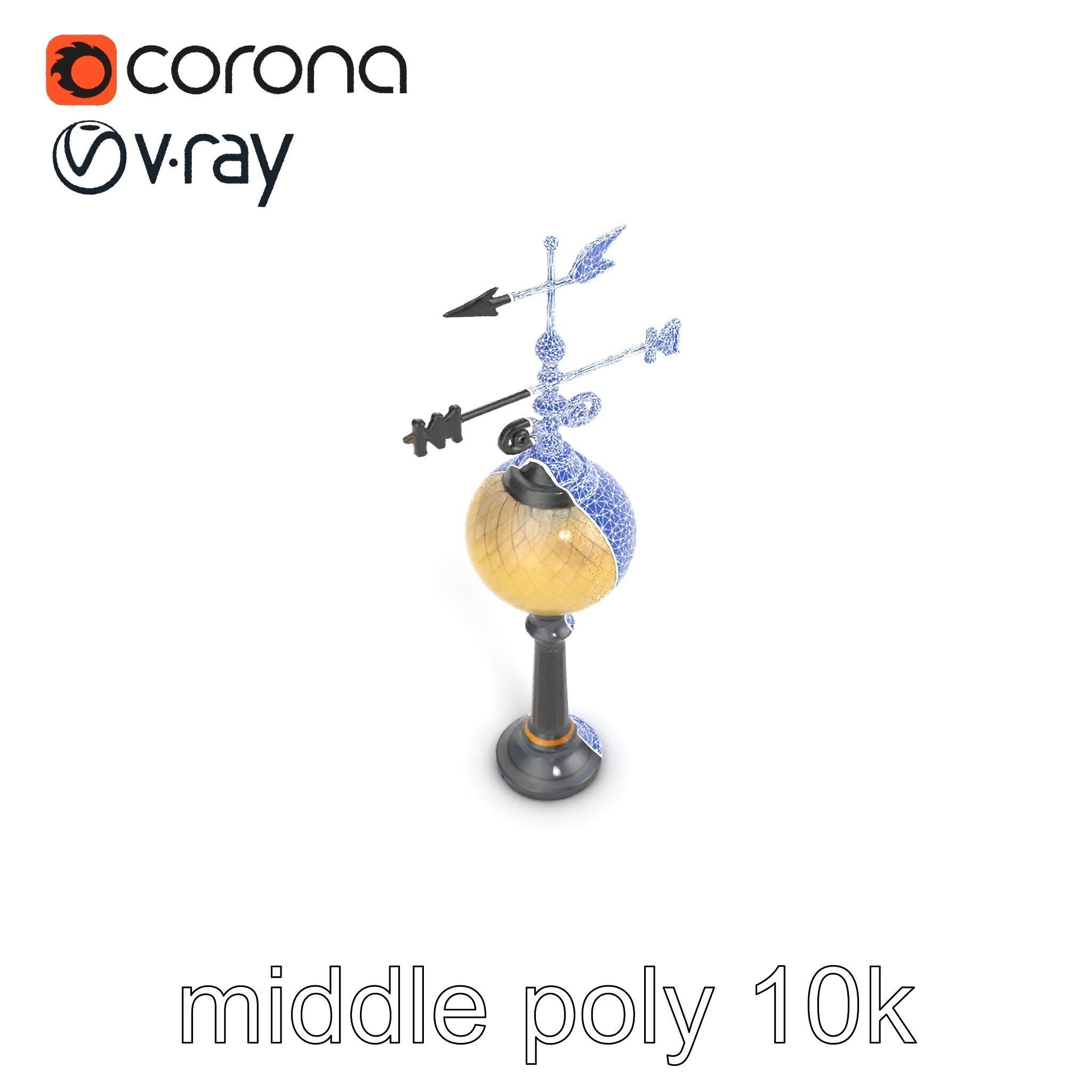 Weather Vane Street Lamp Decorative Model Pack Low-poly 3D model_13