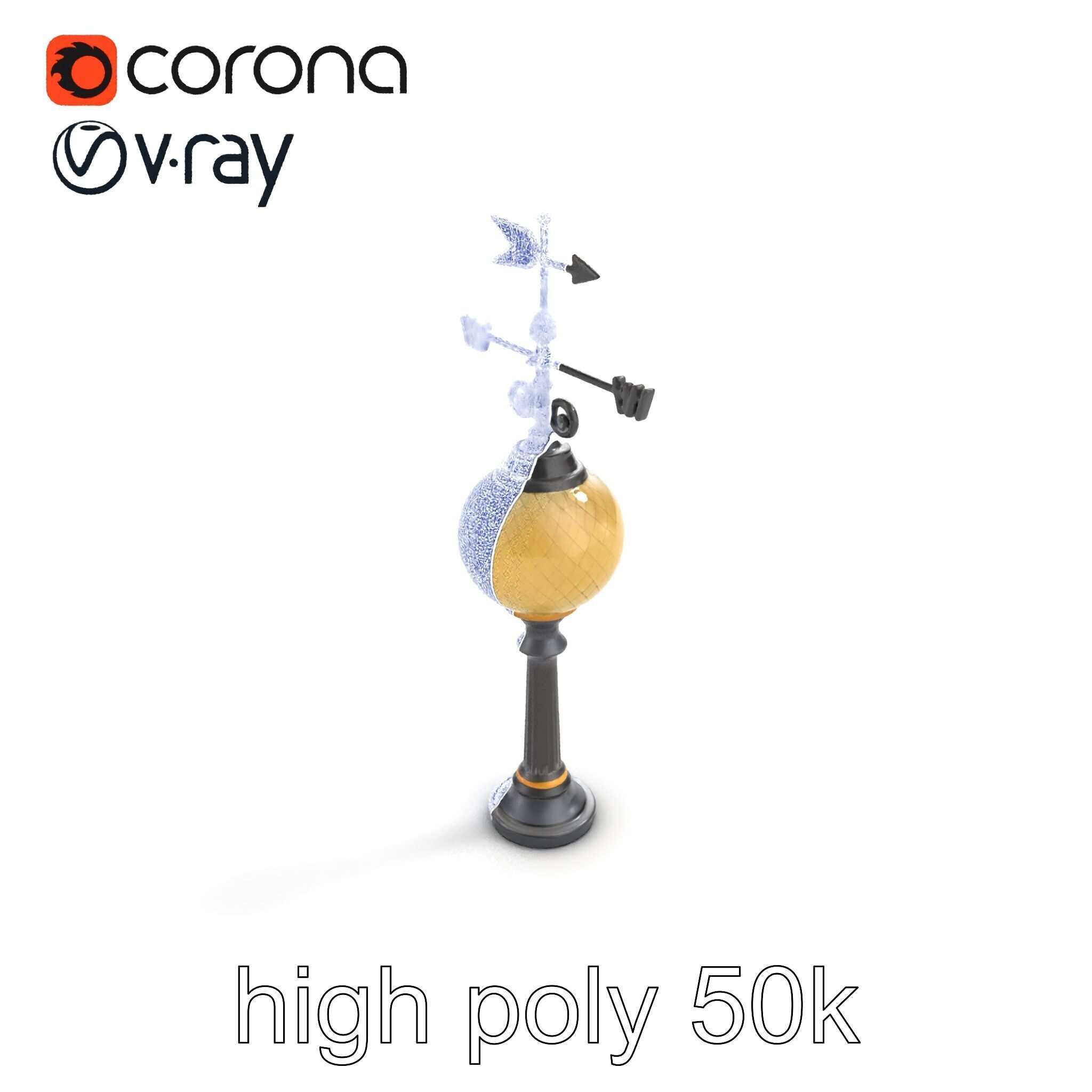 Weather Vane Street Lamp Decorative Model Pack Low-poly 3D model_26