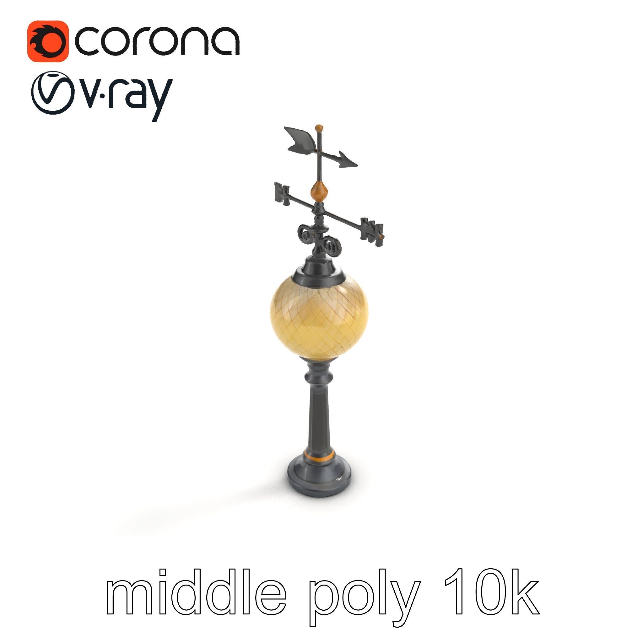 Weather Vane Street Lamp Decorative Model Pack Low-poly 3D model_8