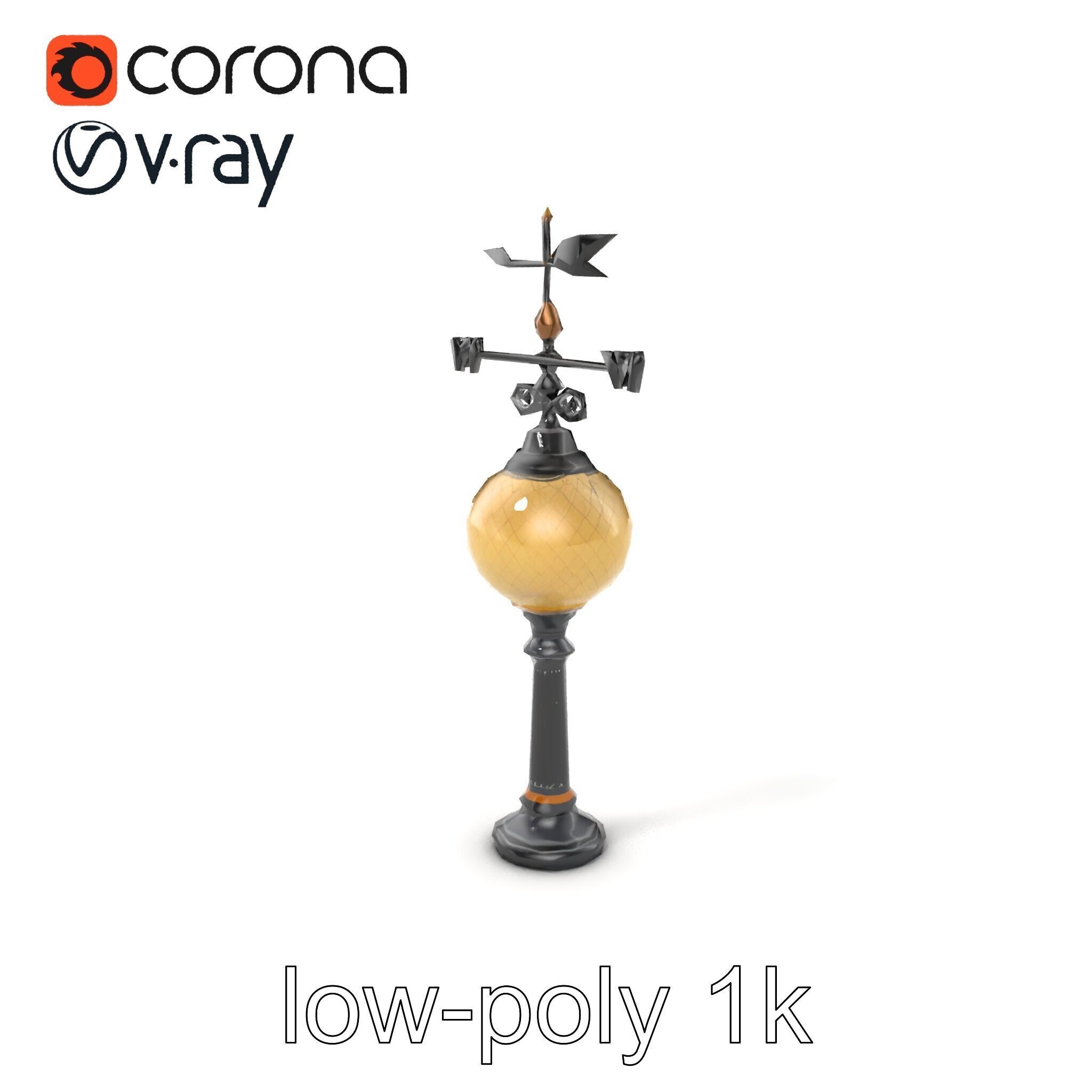 Weather Vane Street Lamp Decorative Model Pack Low-poly 3D model_5