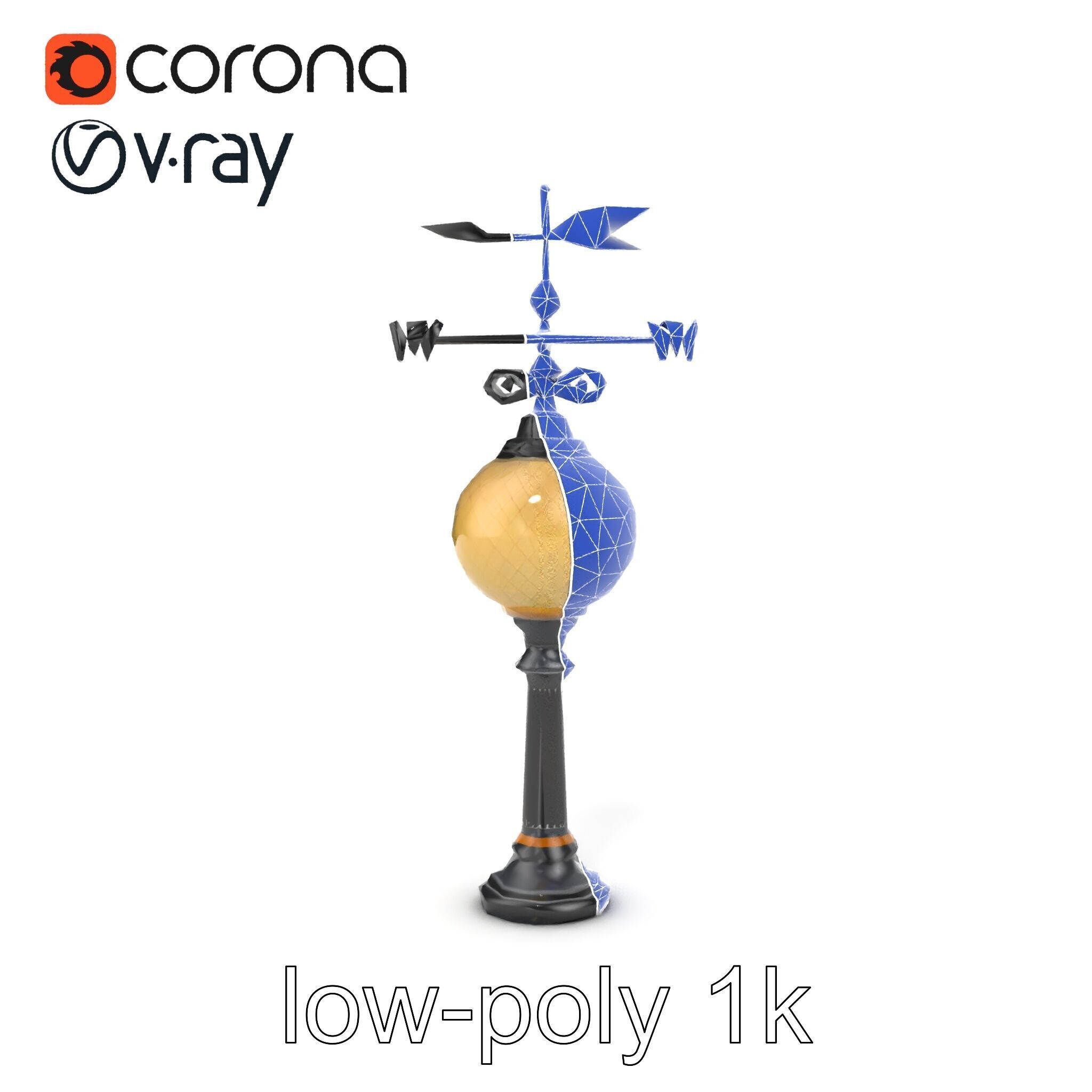 Weather Vane Street Lamp Decorative Model Pack Low-poly 3D model_22