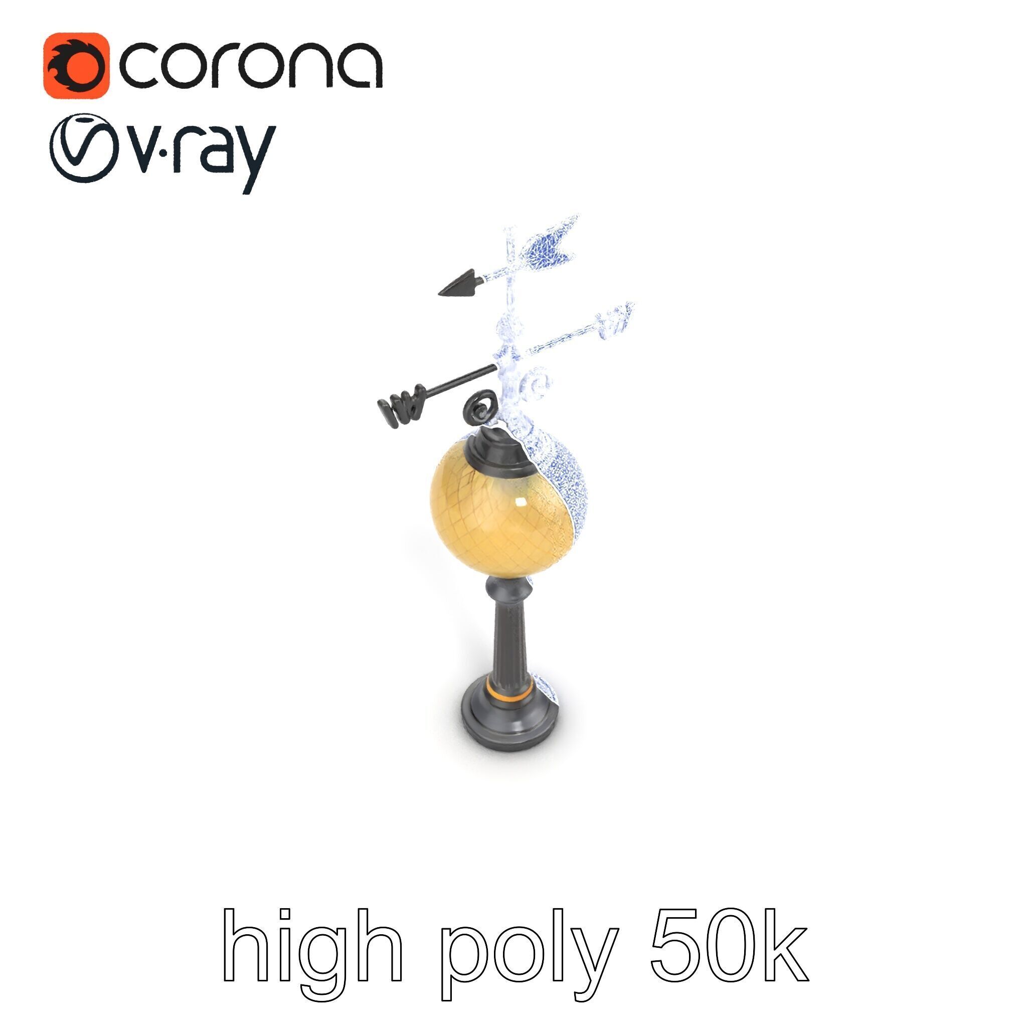 Weather Vane Street Lamp Decorative Model Pack Low-poly 3D model_14