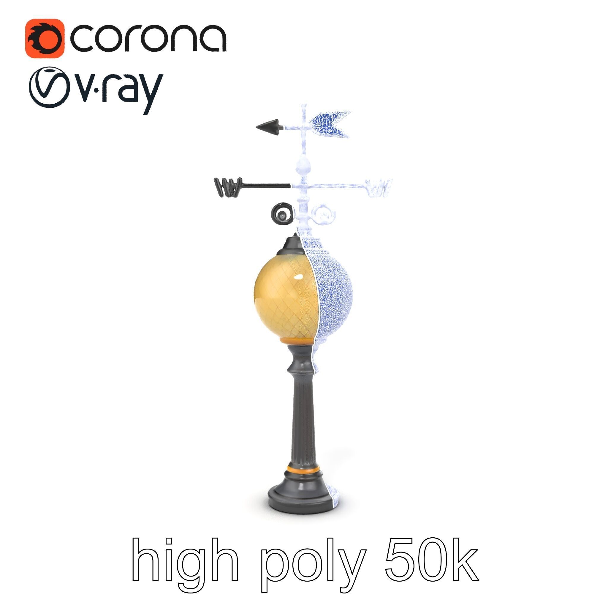 Weather Vane Street Lamp Decorative Model Pack Low-poly 3D model_28