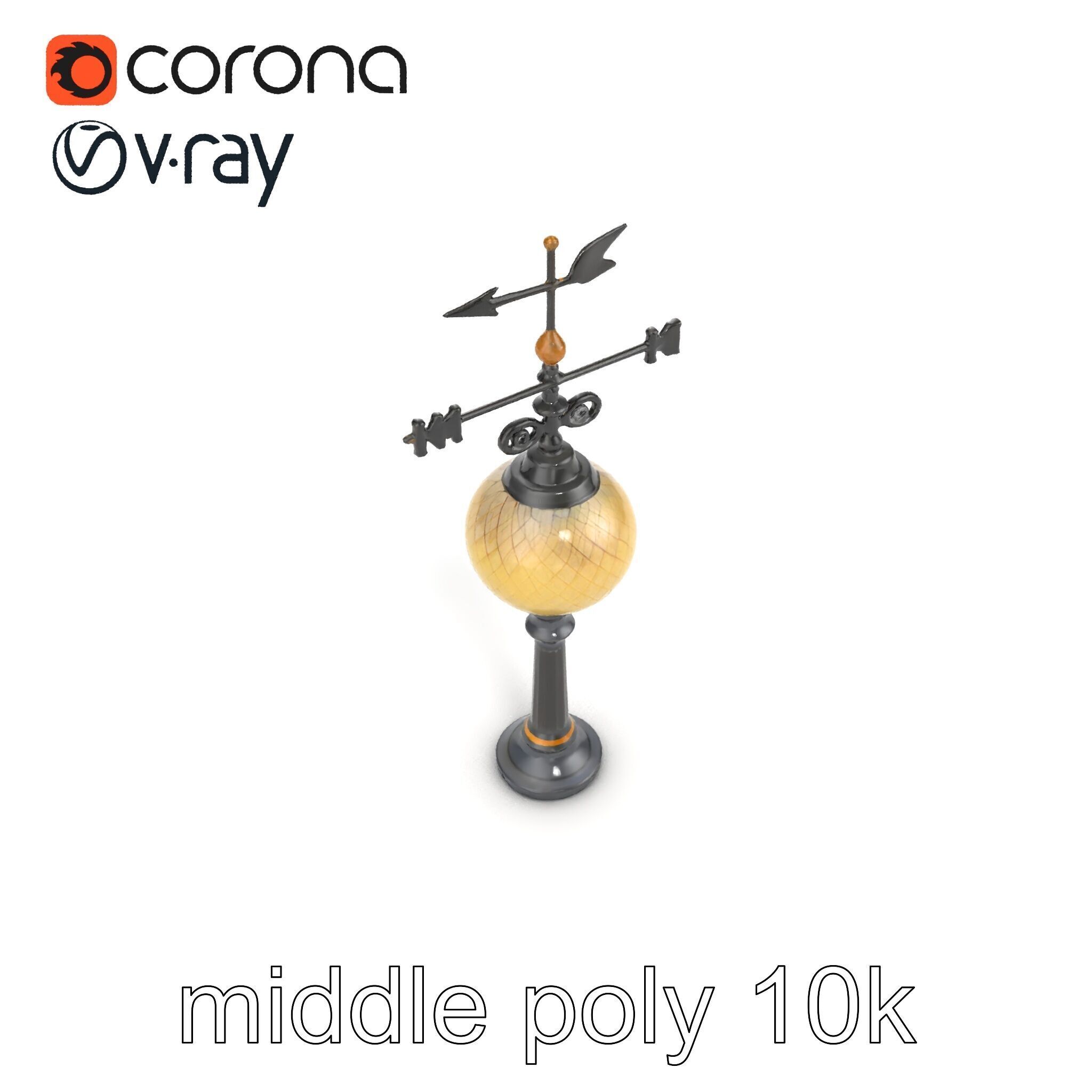 Weather Vane Street Lamp Decorative Model Pack Low-poly 3D model_16