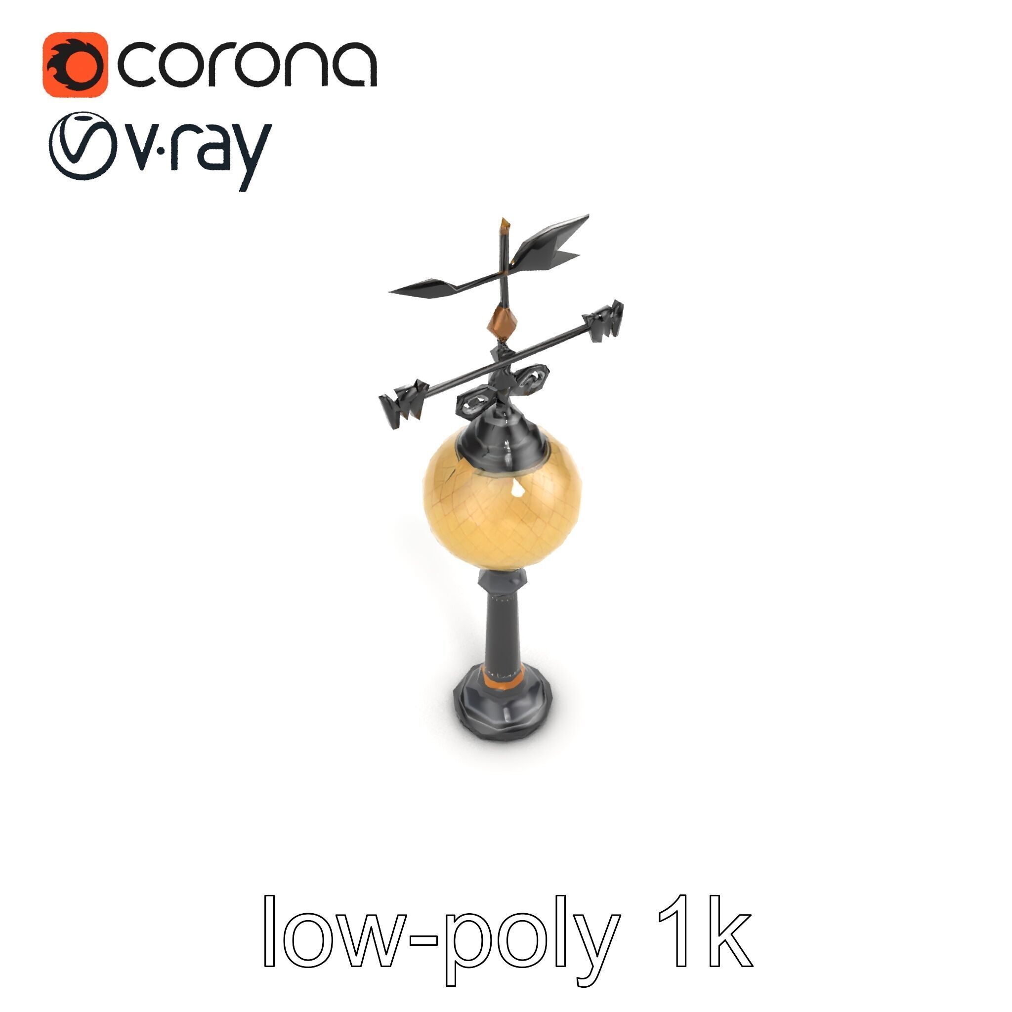 Weather Vane Street Lamp Decorative Model Pack Low-poly 3D model_15